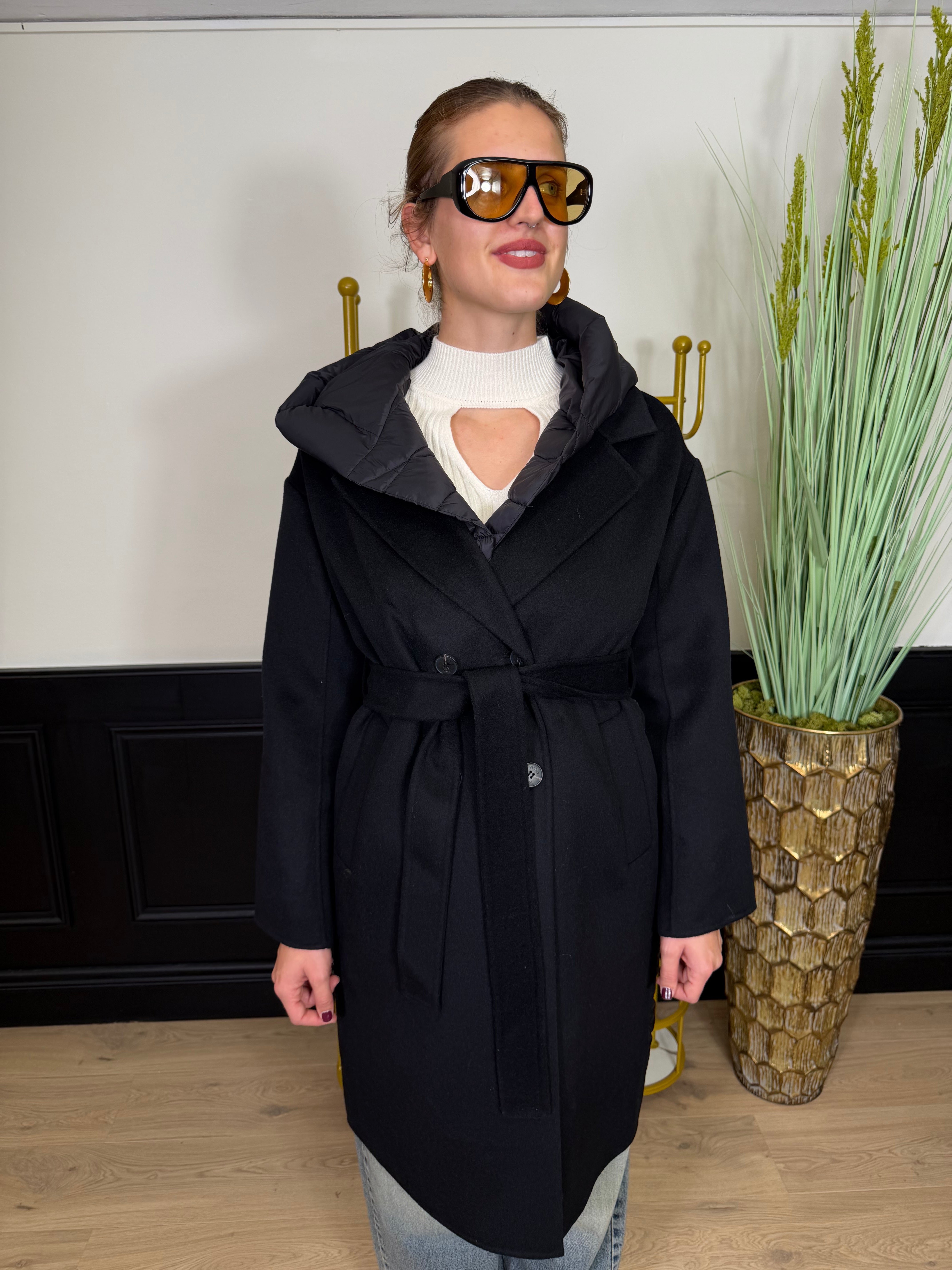 Cappotto con inserti in piumino