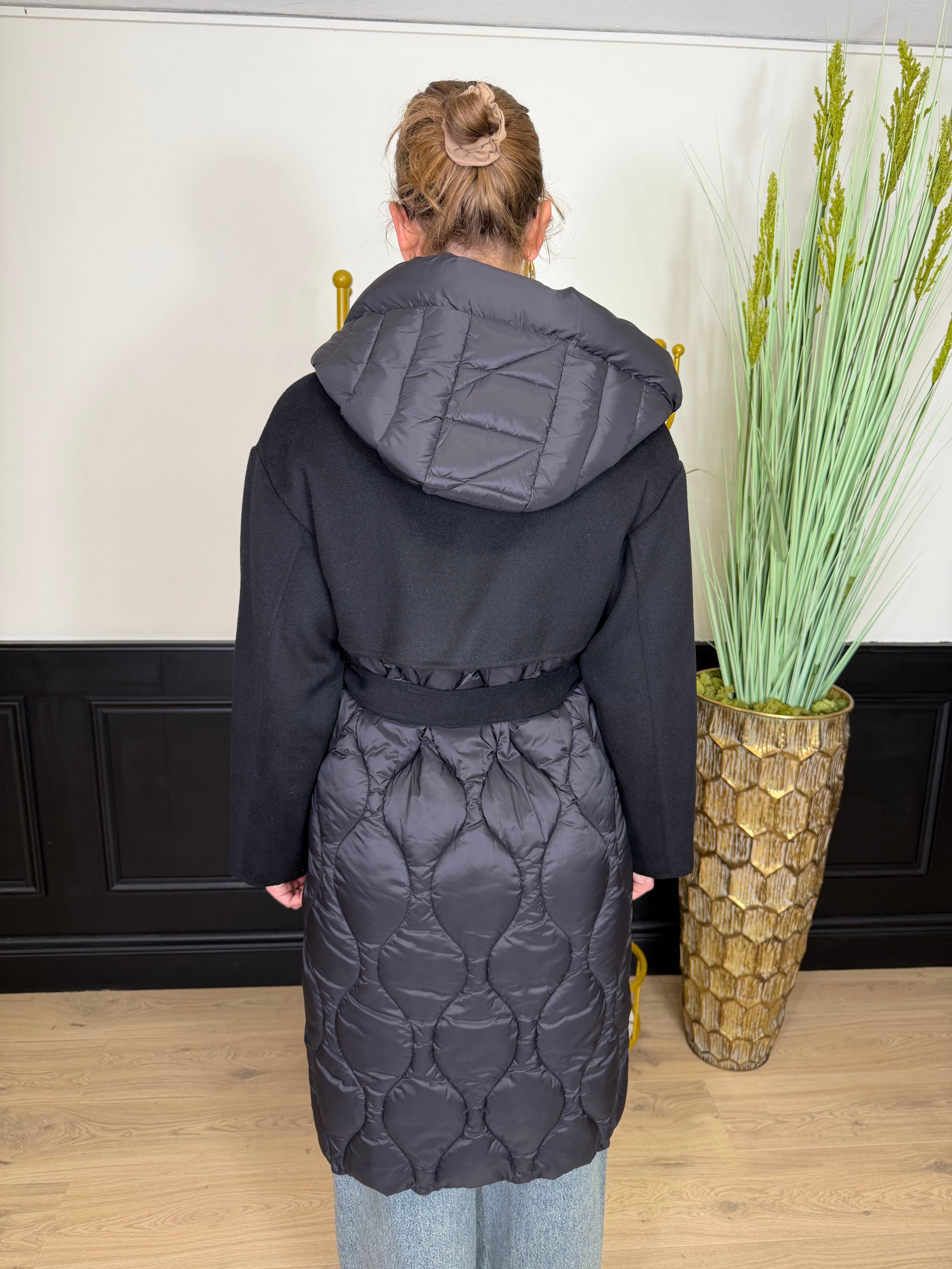 Cappotto con inserti in piumino
