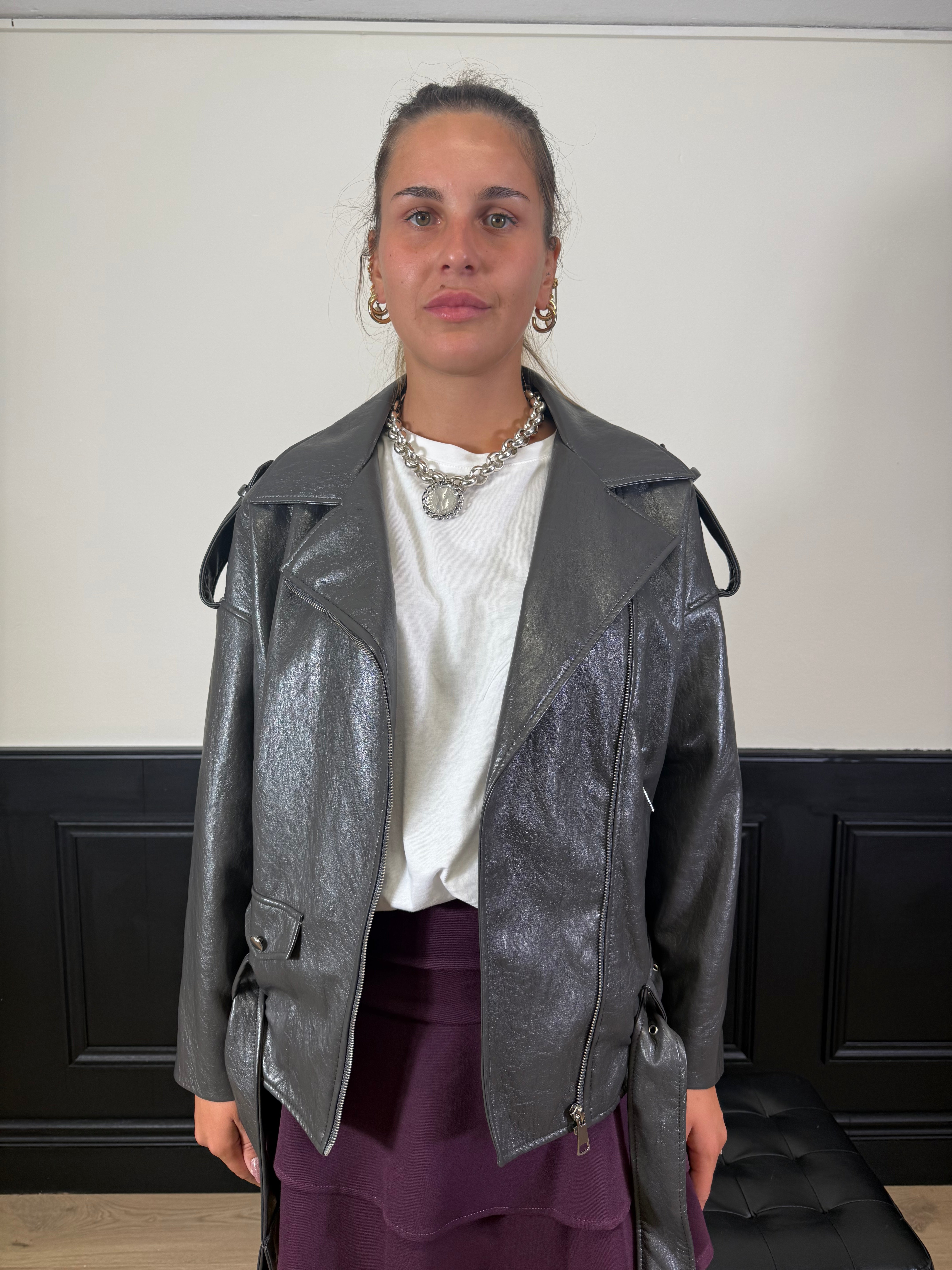 Chiodo in ecopelle oversize