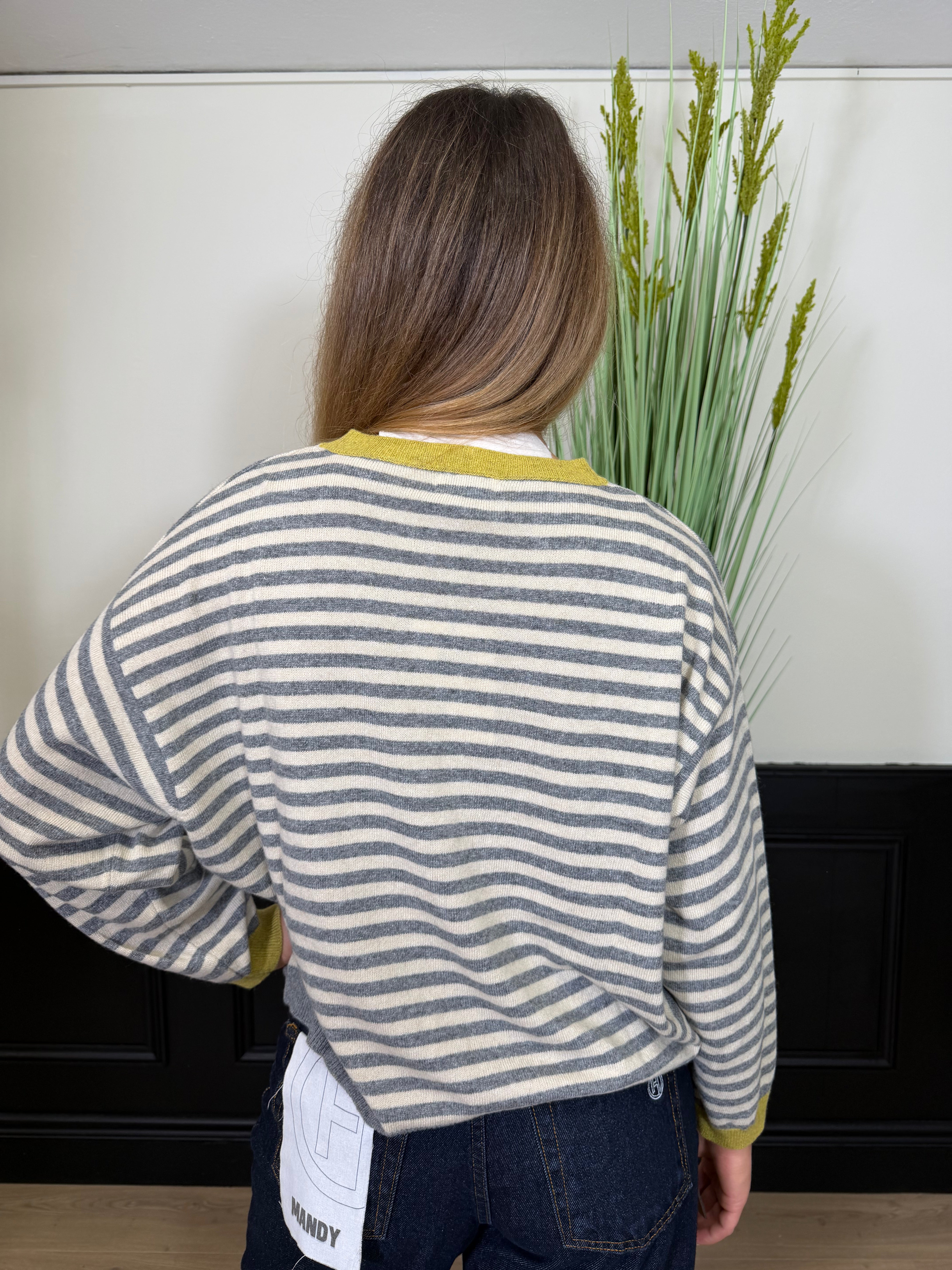 Maglia righe girocollo lana/cashmere