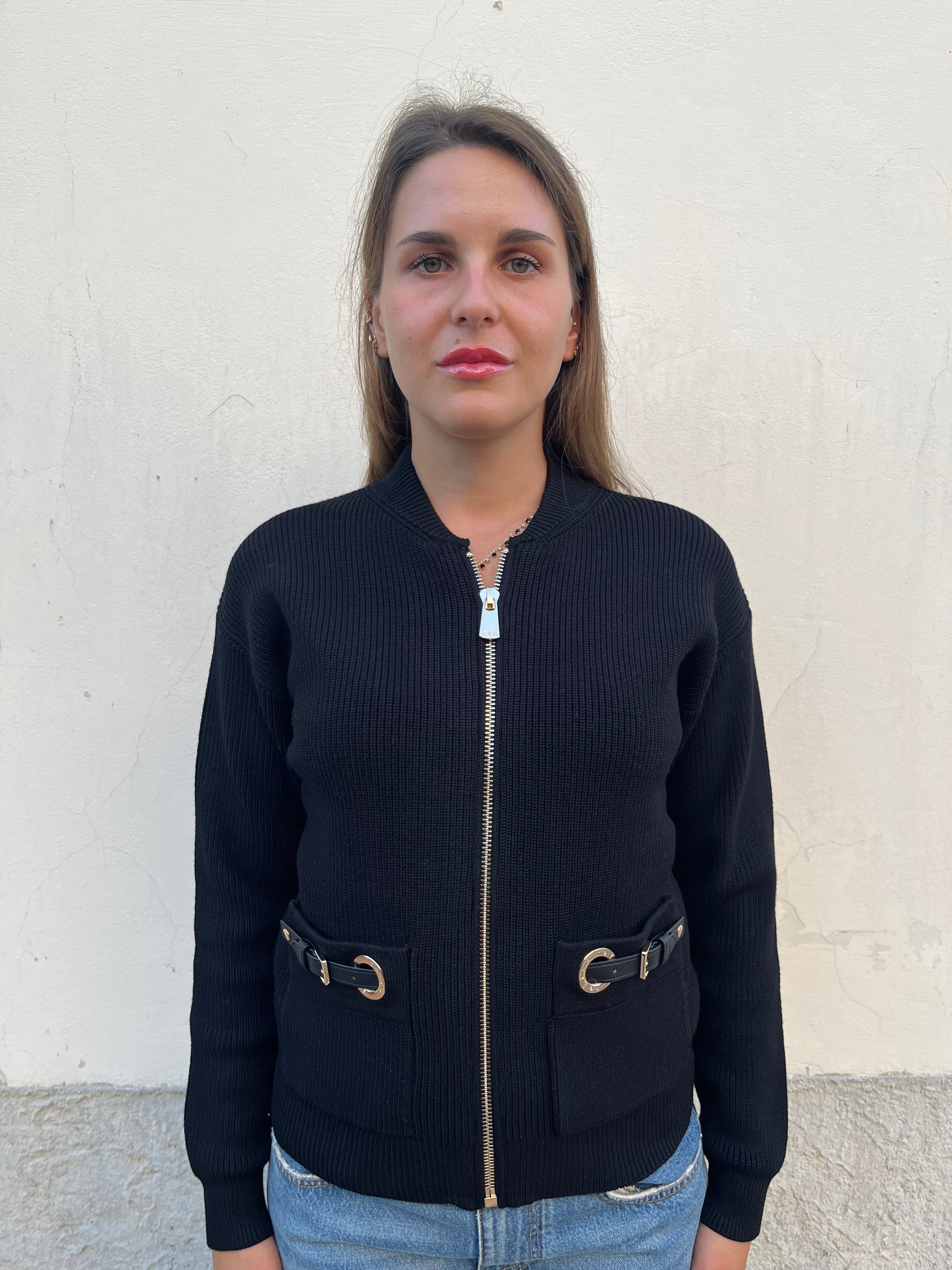 Cardigan manica lunga con zip