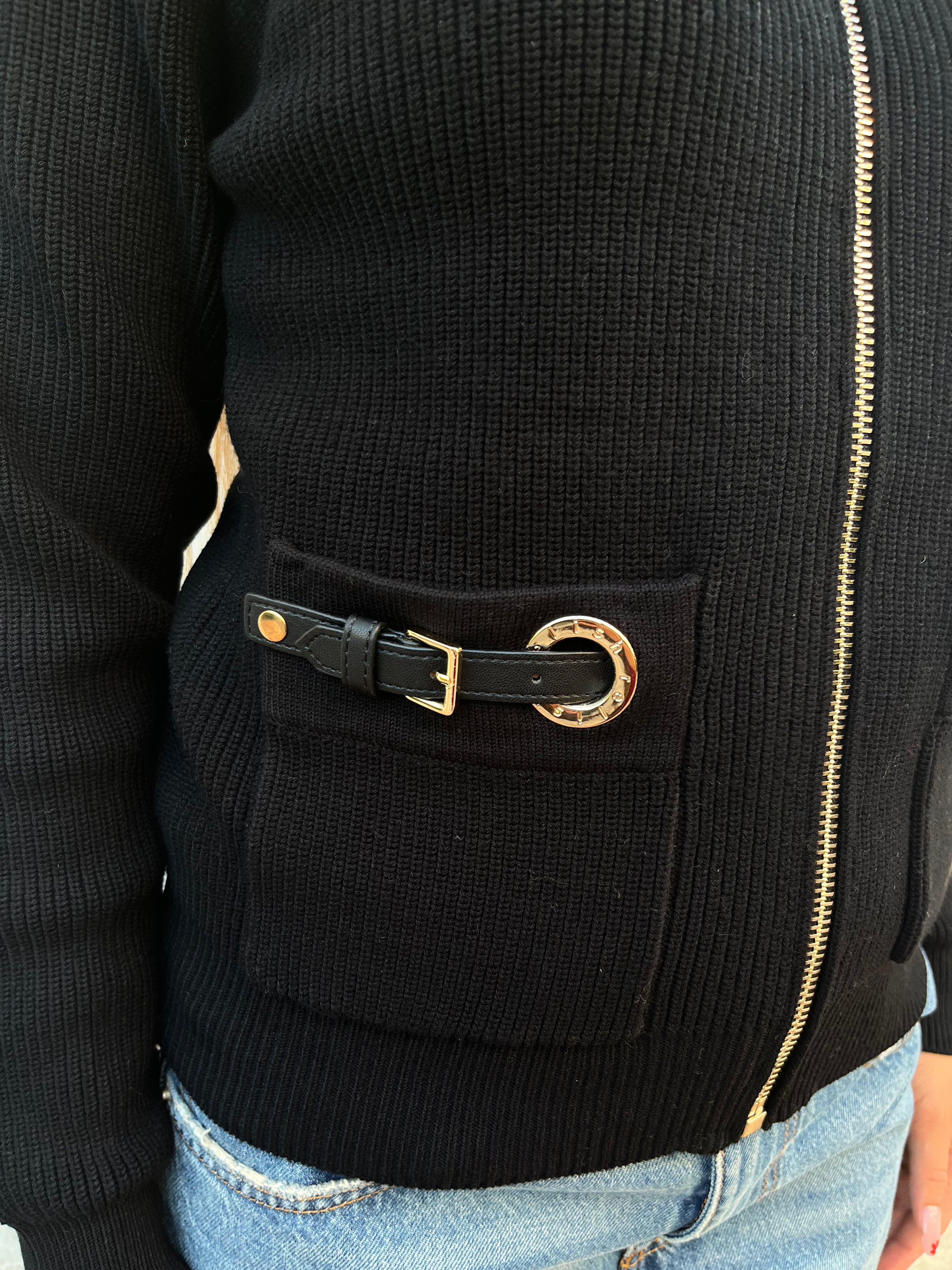 Cardigan manica lunga con zip