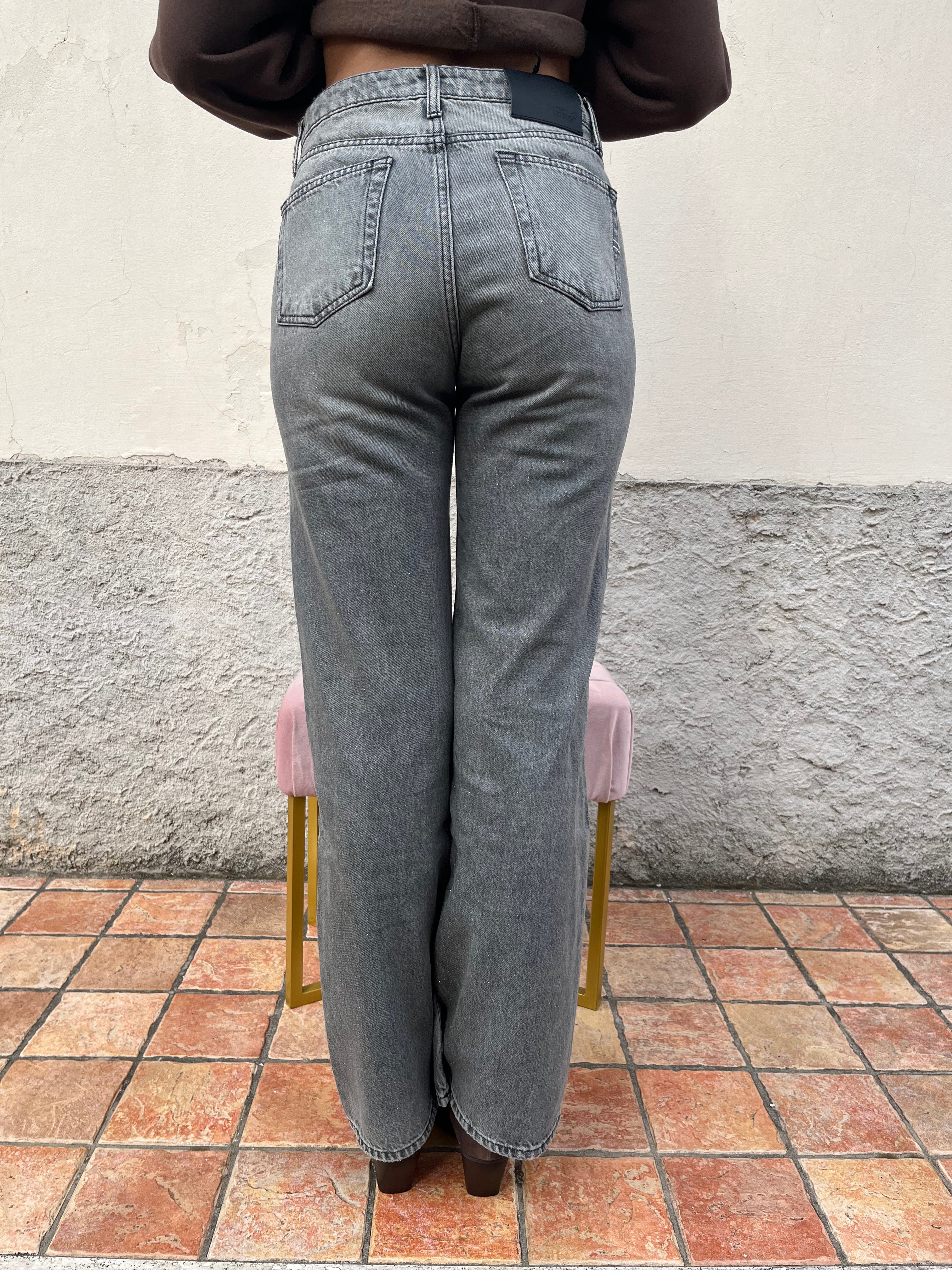 Jeans Zeno grigio con glitter