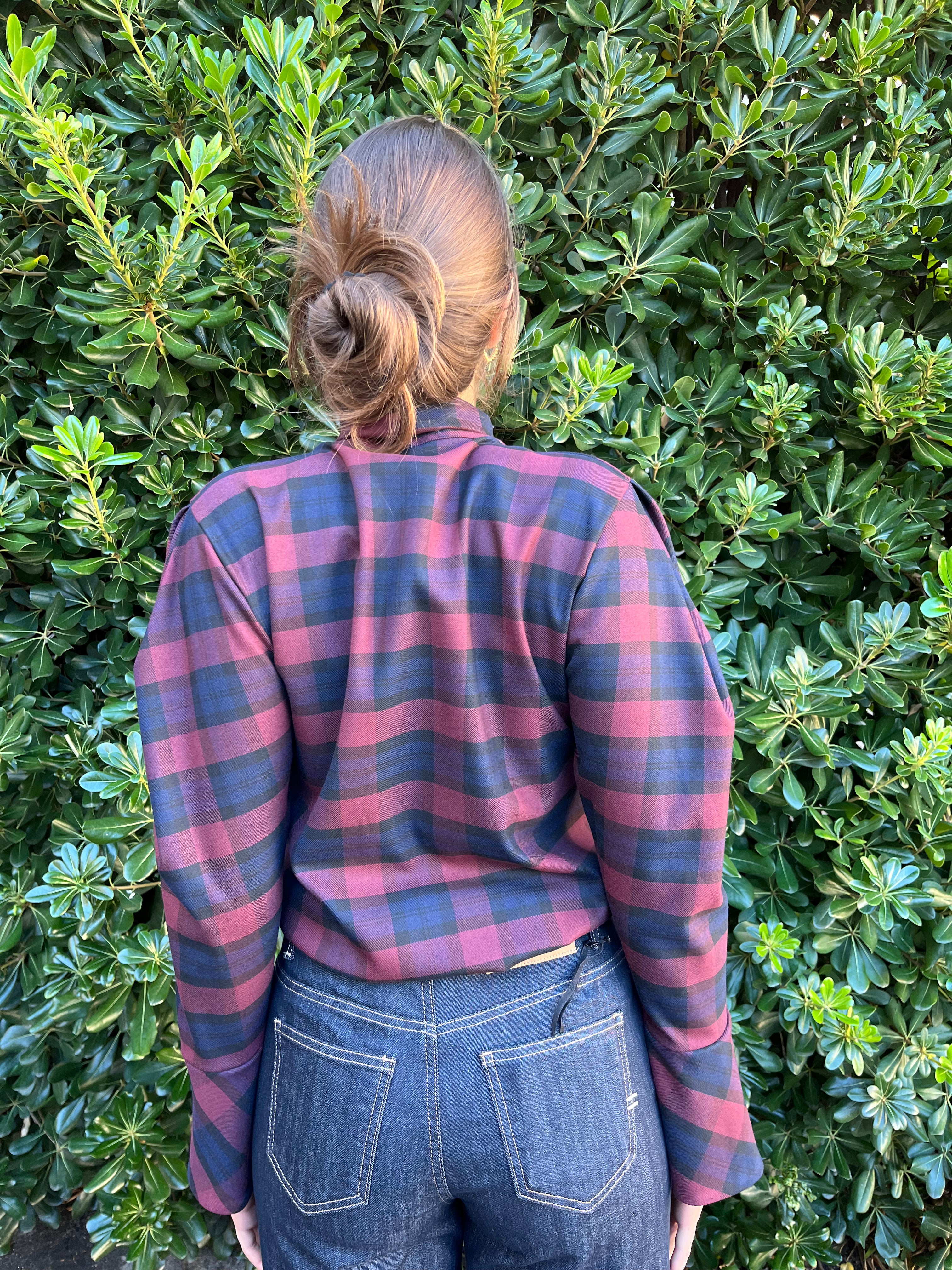 Camicia a quadri con fiocco blu/bordeaux