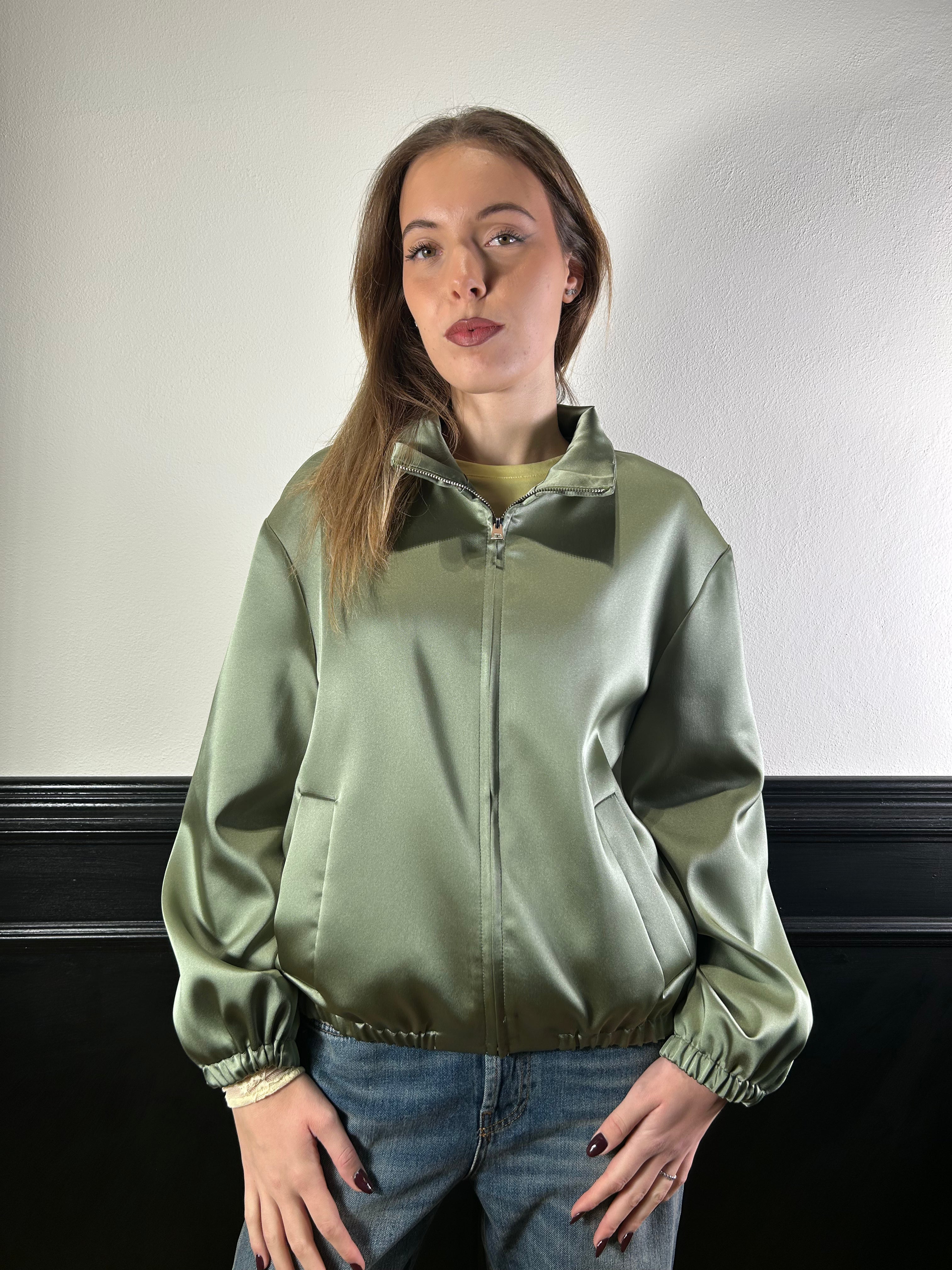 Bomber con colletto verde militare