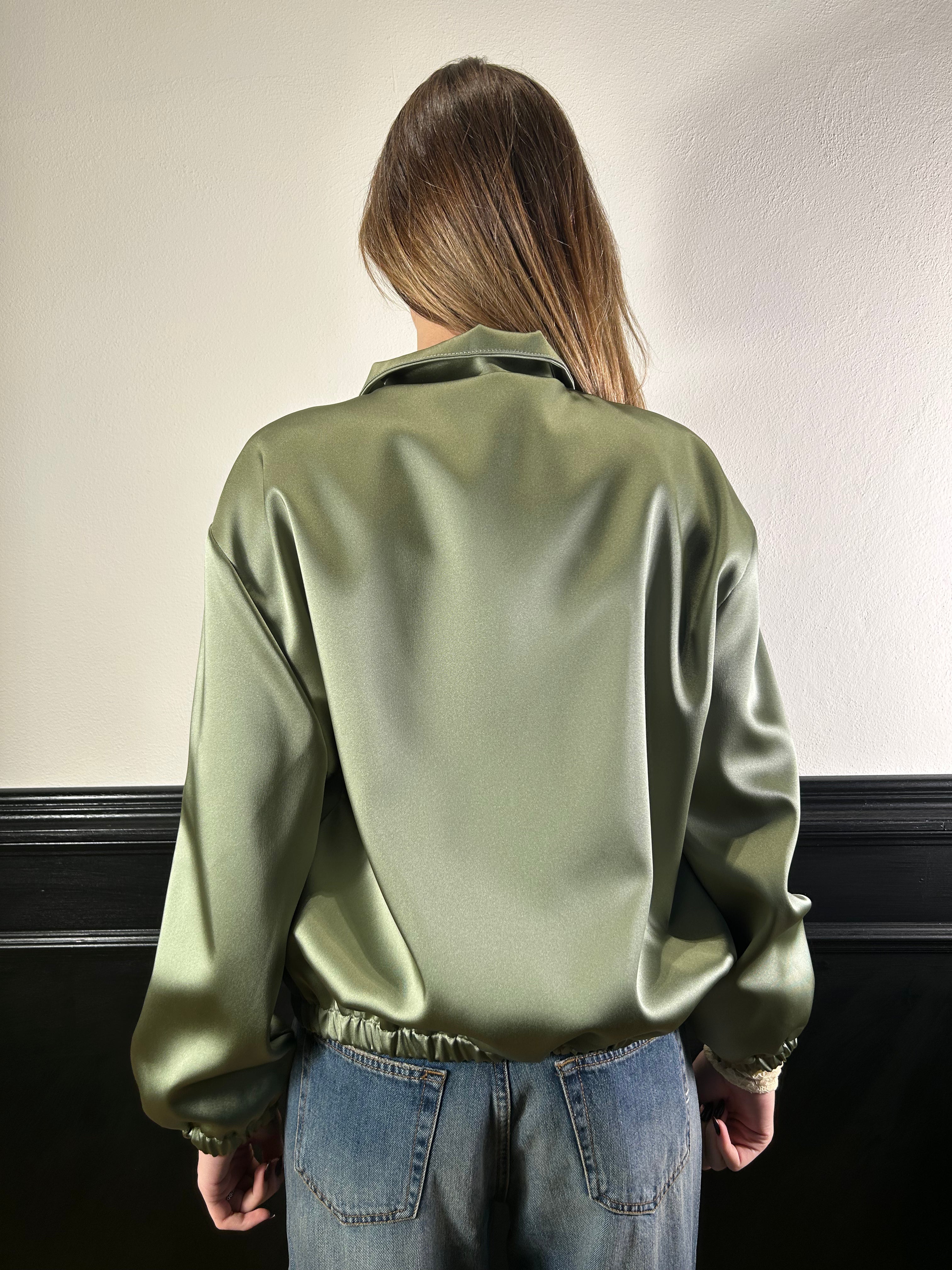 Bomber con colletto verde militare