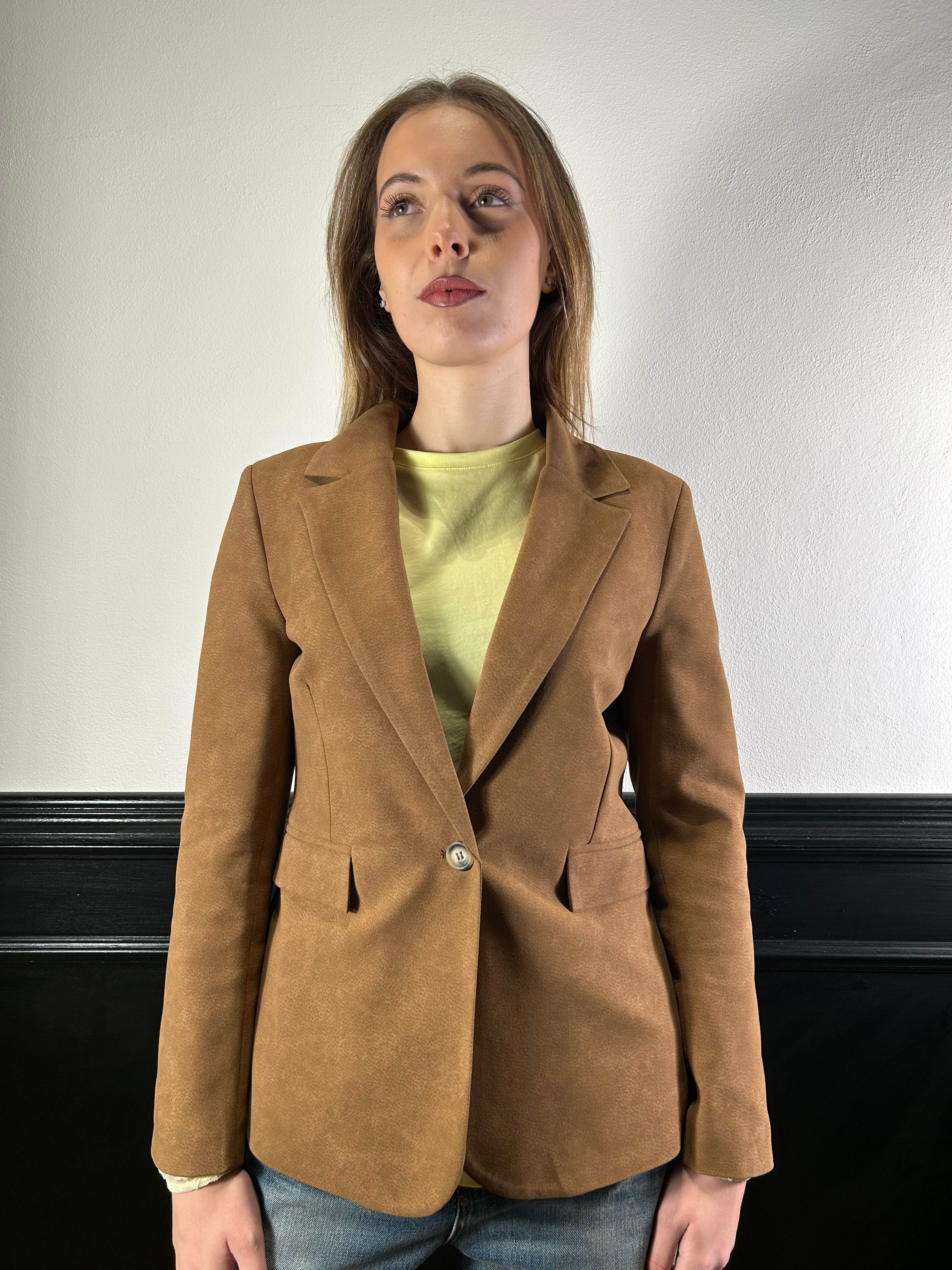 Giacca dritta in suede