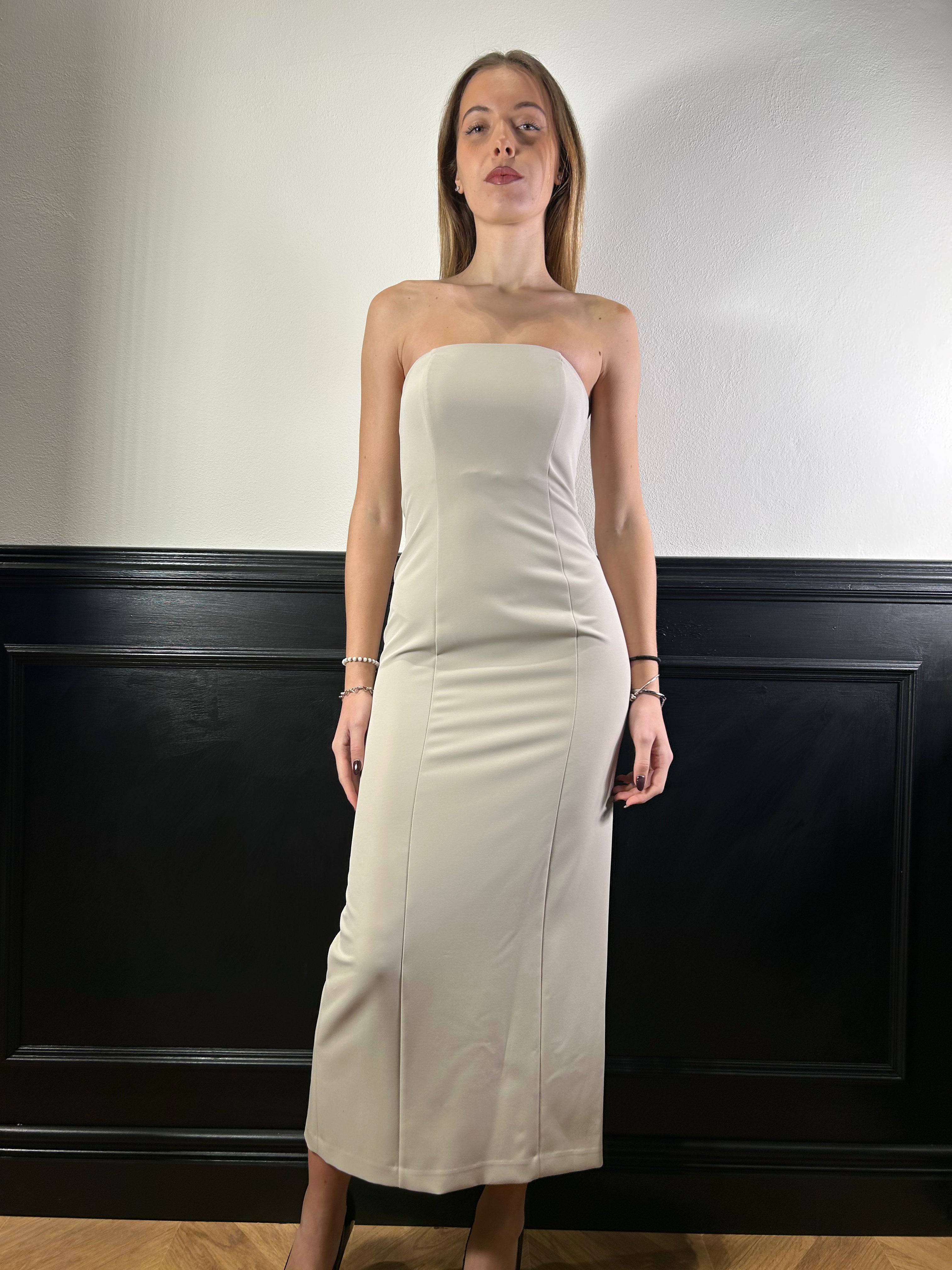 Abito Why tubino lungo greige