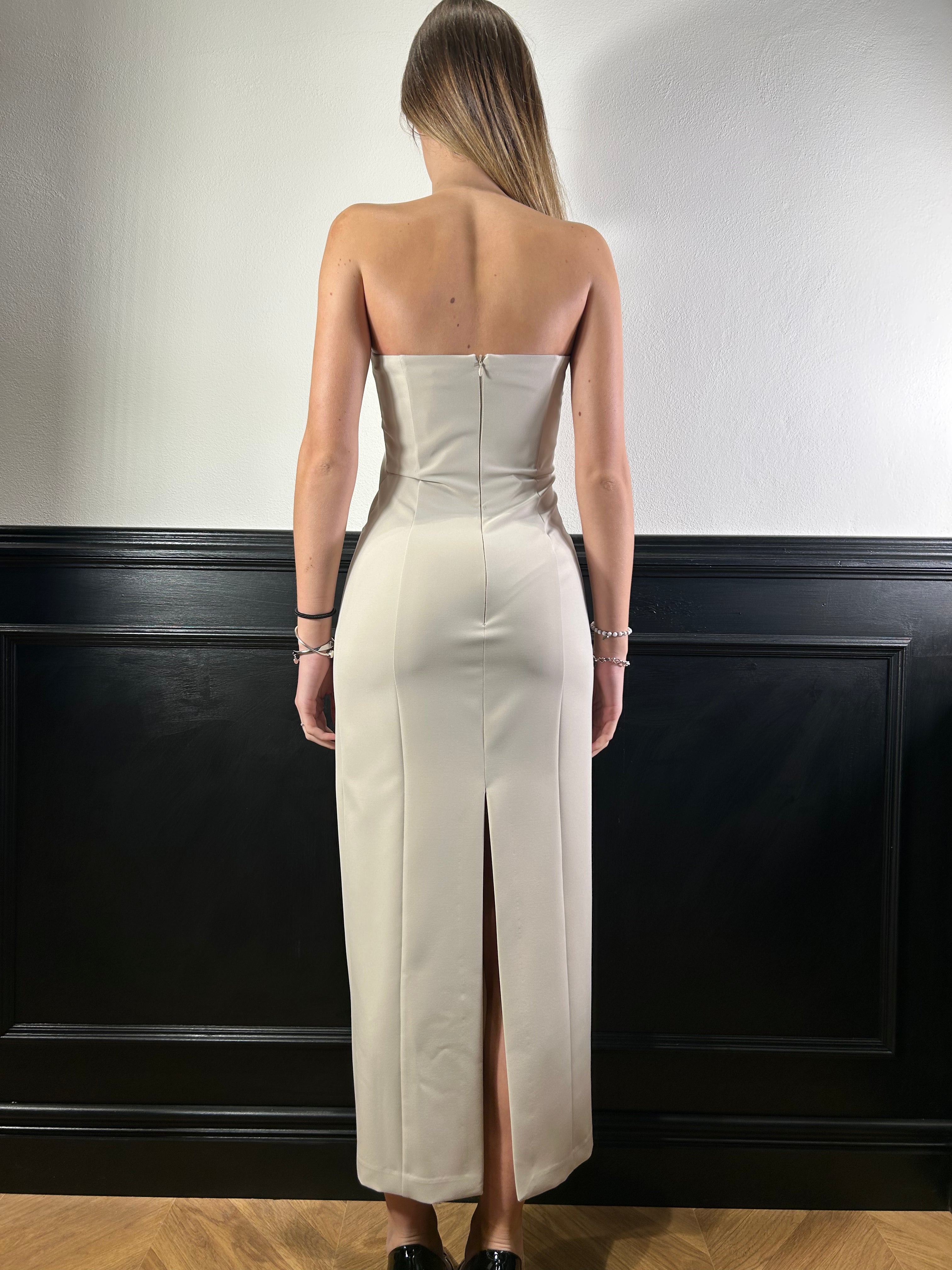 Abito Why tubino lungo greige