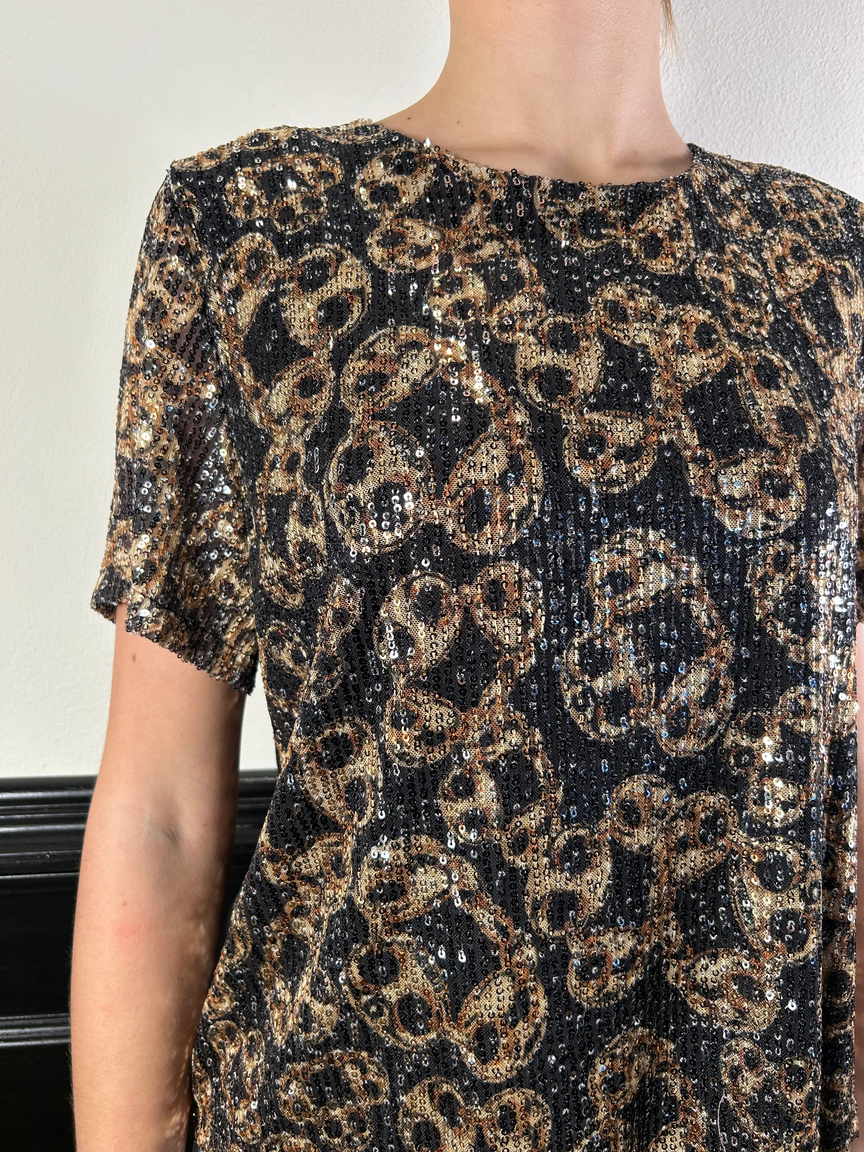 Blusa stampa catene dettaglio paillettes