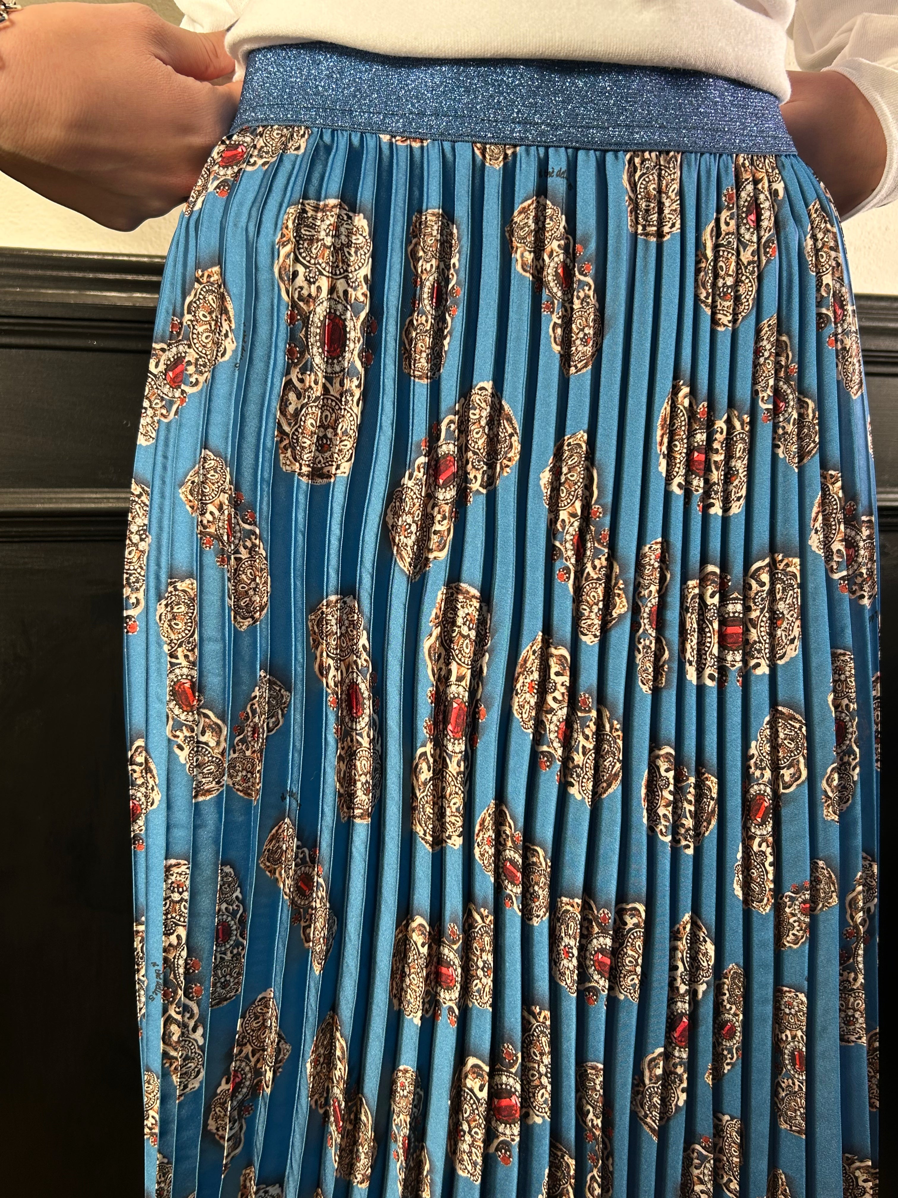 Gonna longuette plisse fantasia bracciali