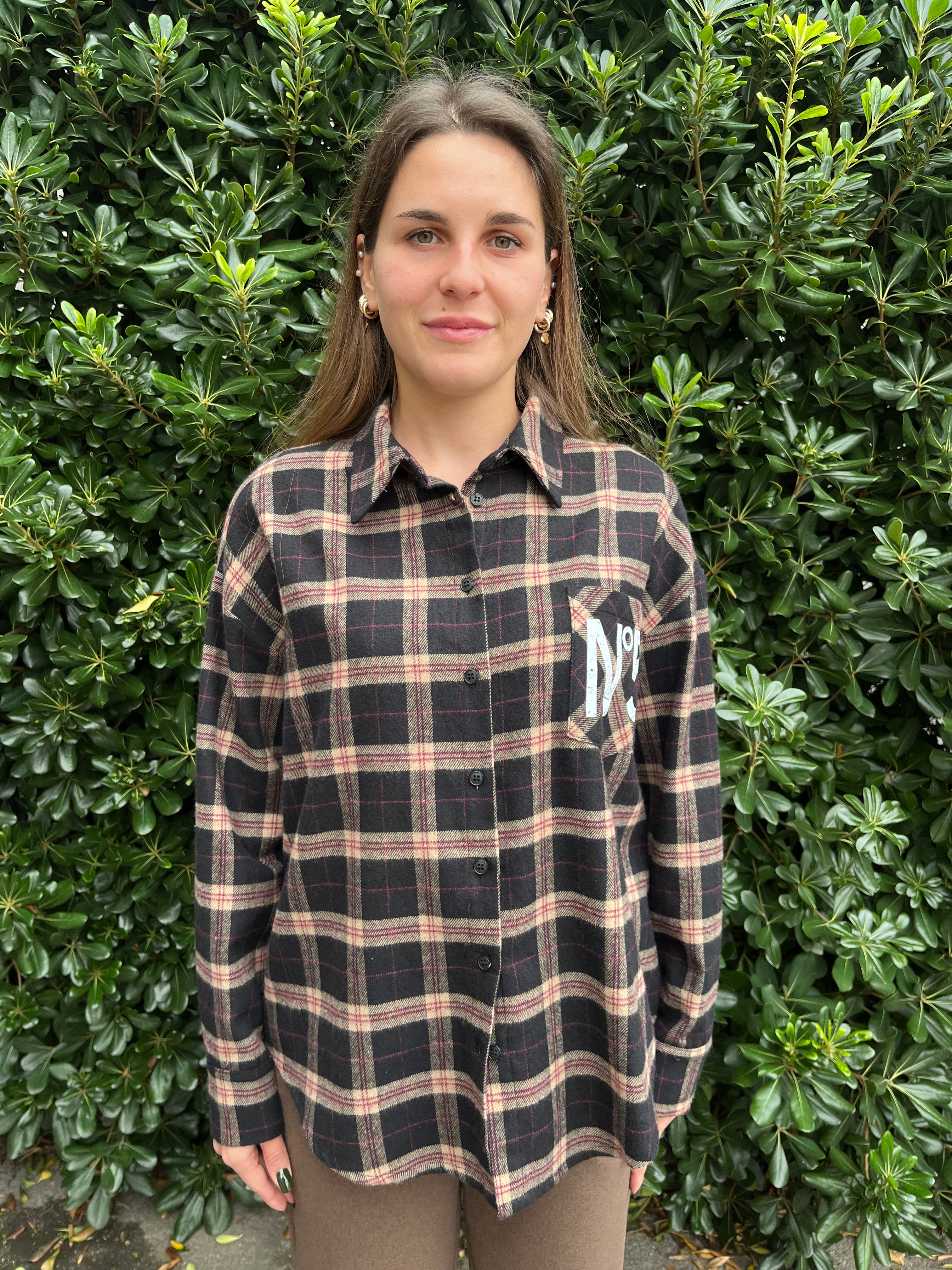 Camicia check in flanella con numero