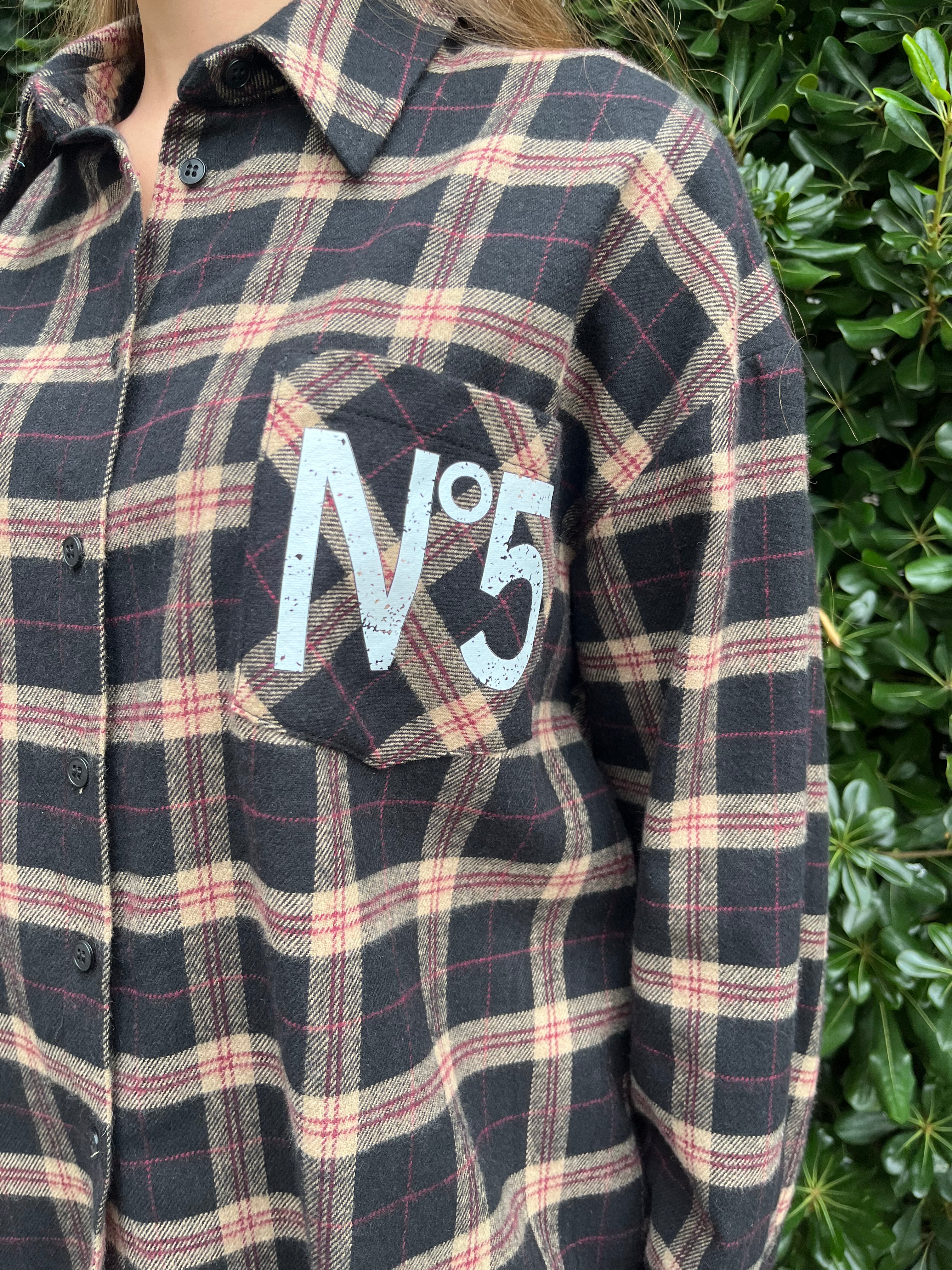 Camicia check in flanella con numero