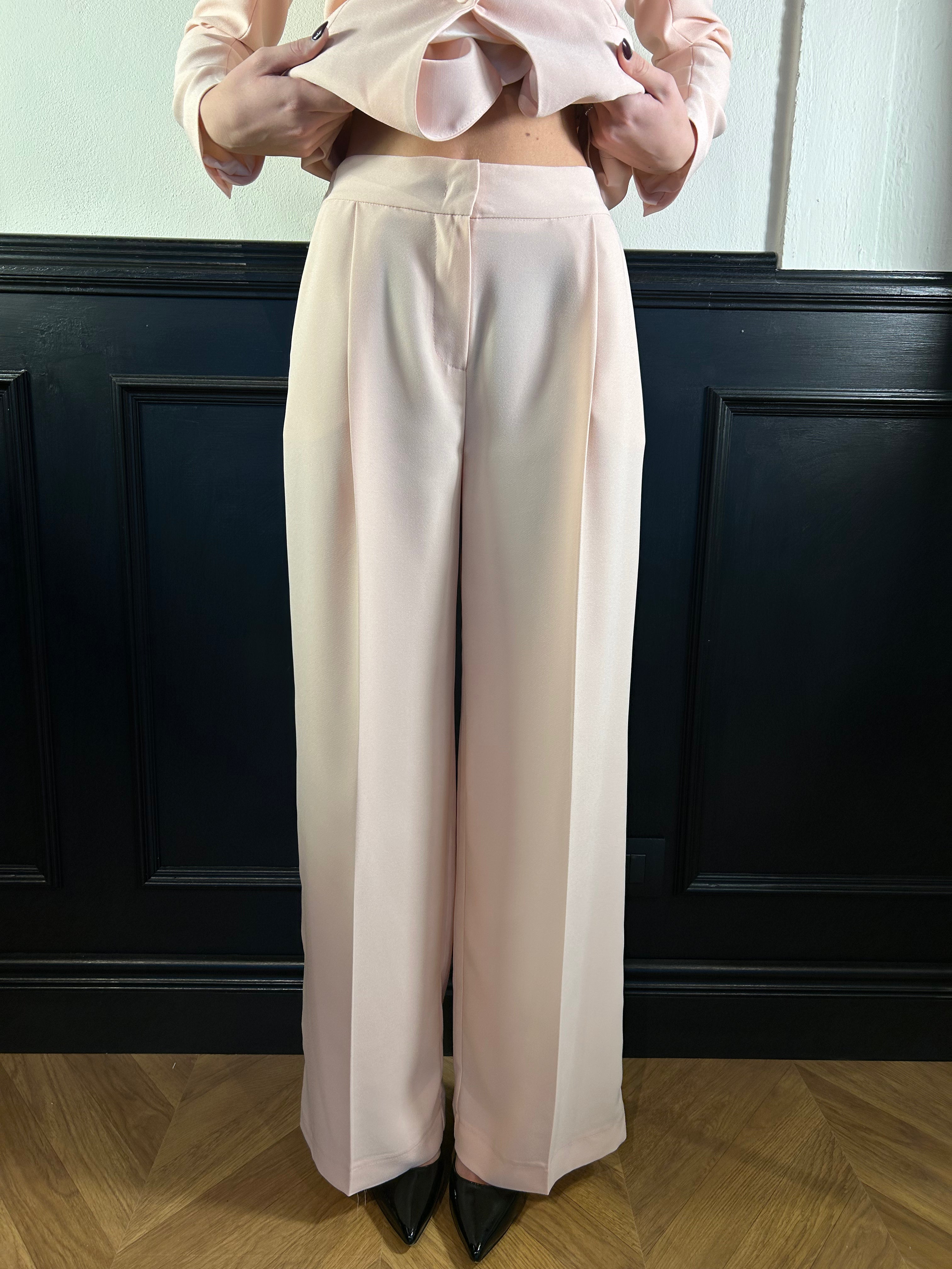 Tailleur smoking rosa cipria