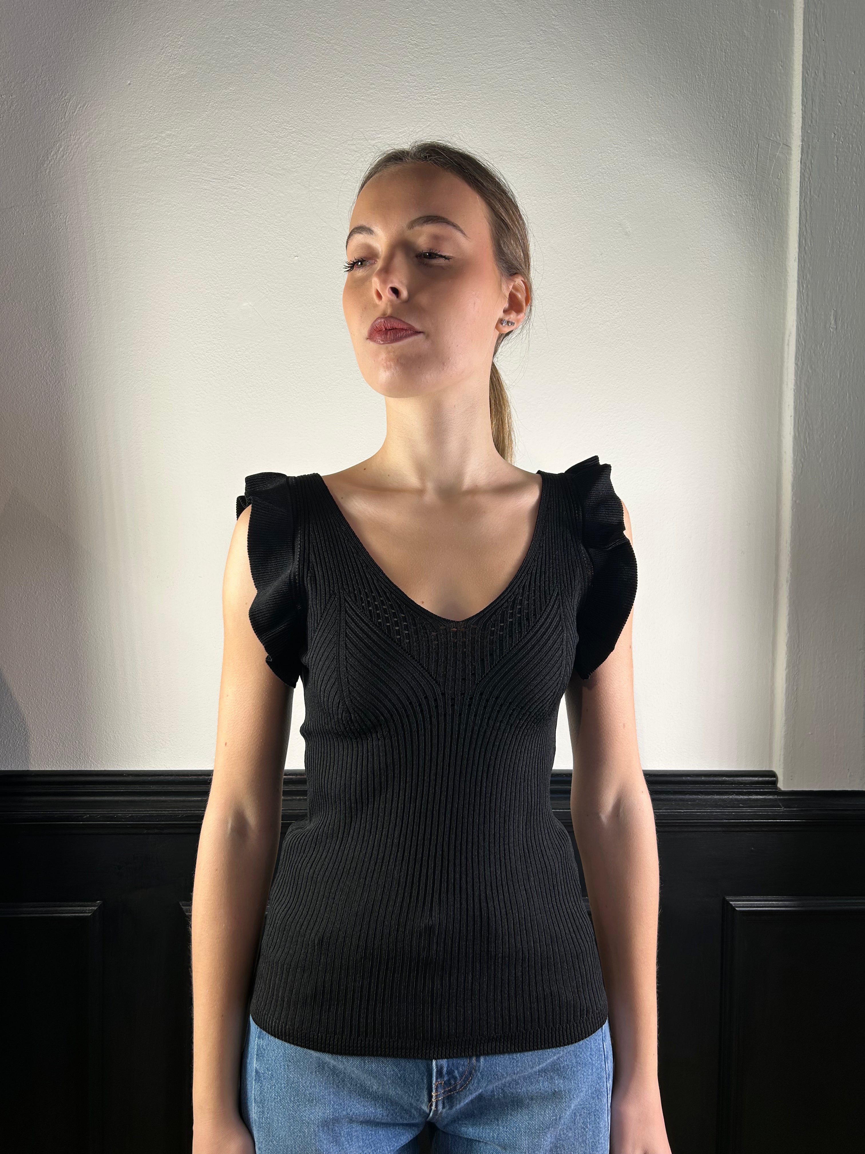 Canotta Mastroianni con Rouches e scollo a V