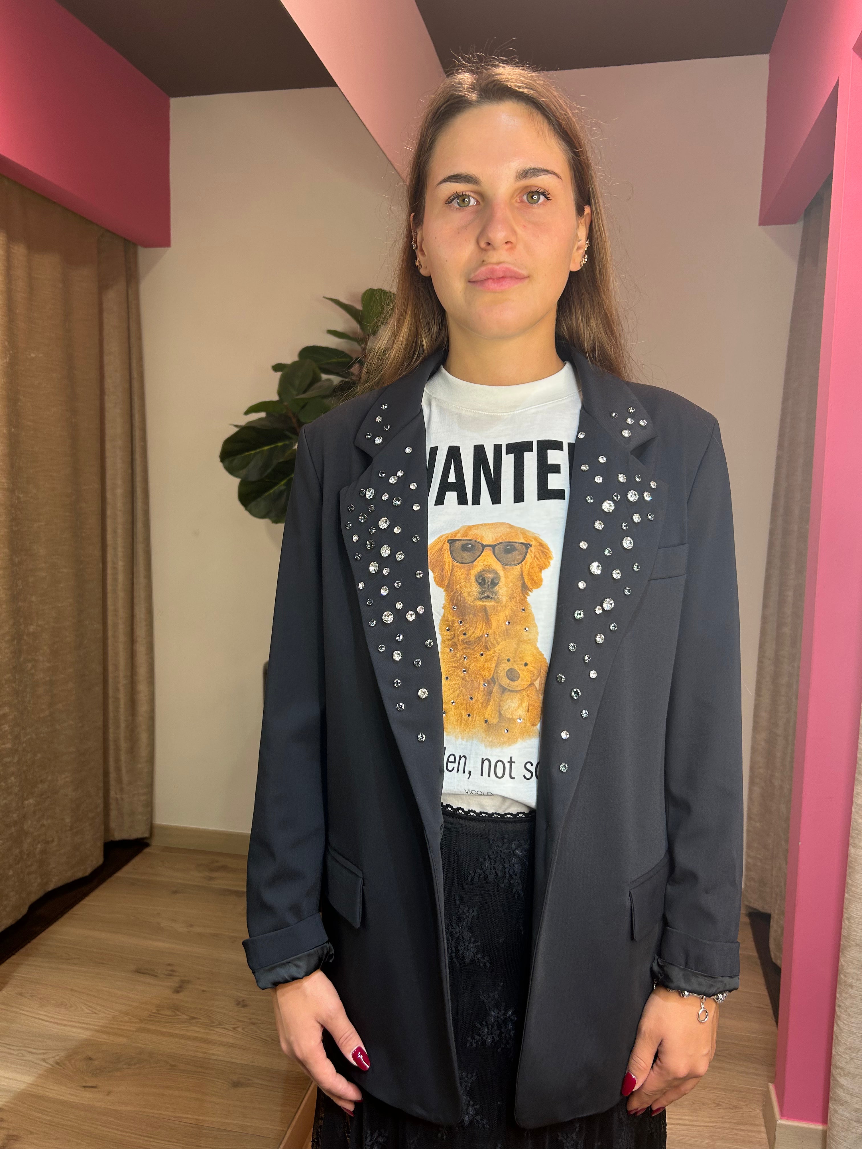 Giacca/blazer con dettaglio strass