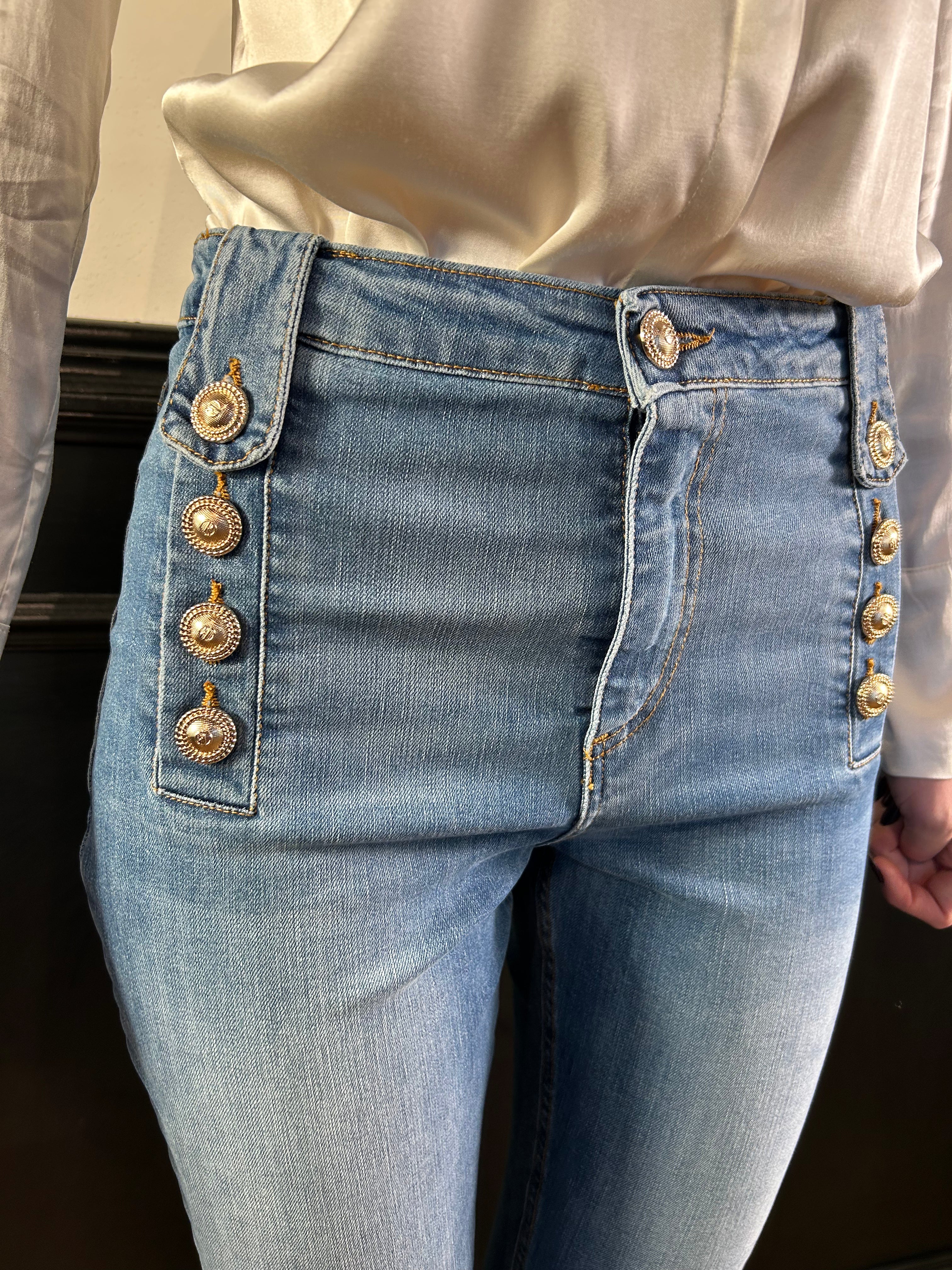 Jeans Palencia crop bottoni oro