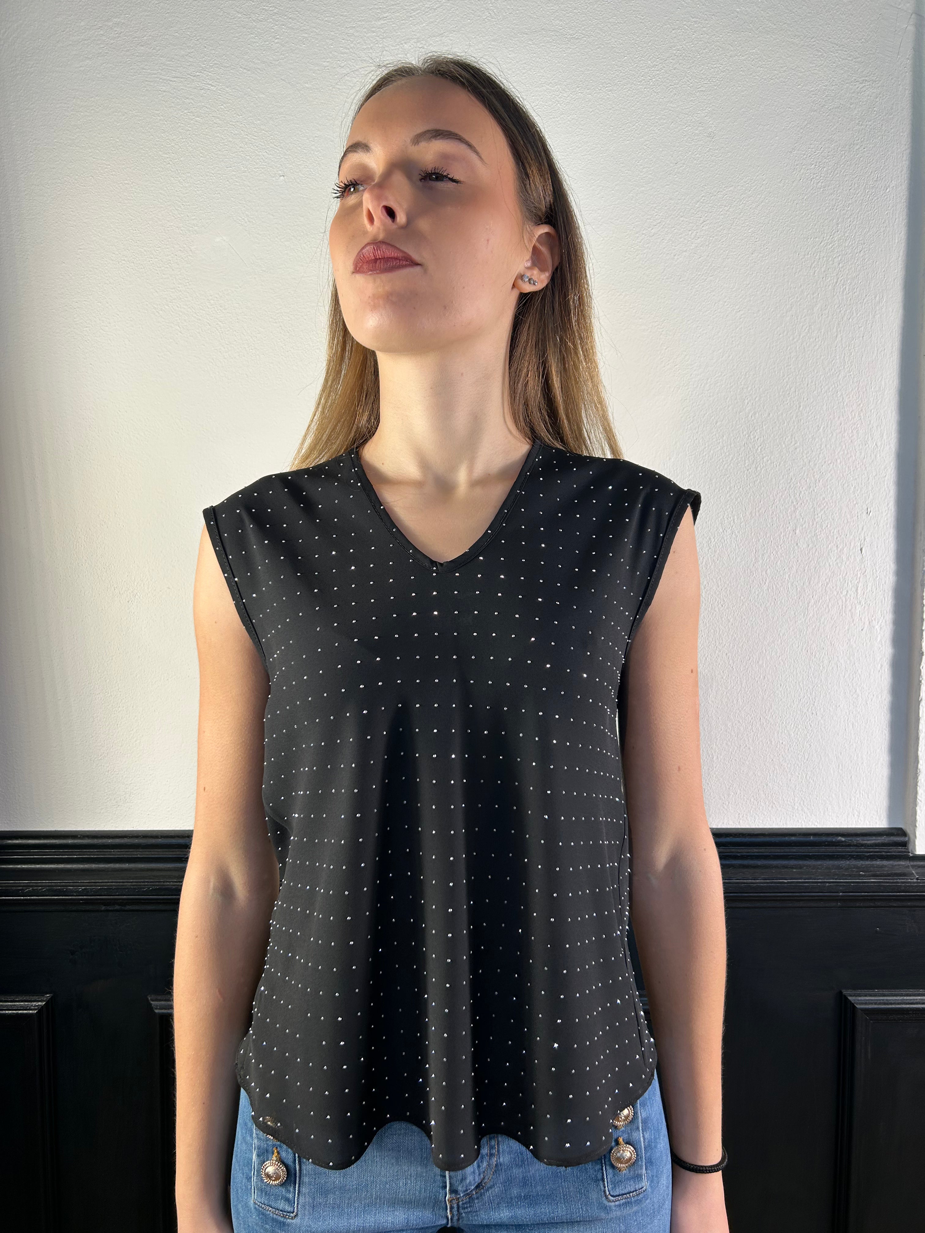 Blusa LAVOLPE scollo a V con strass