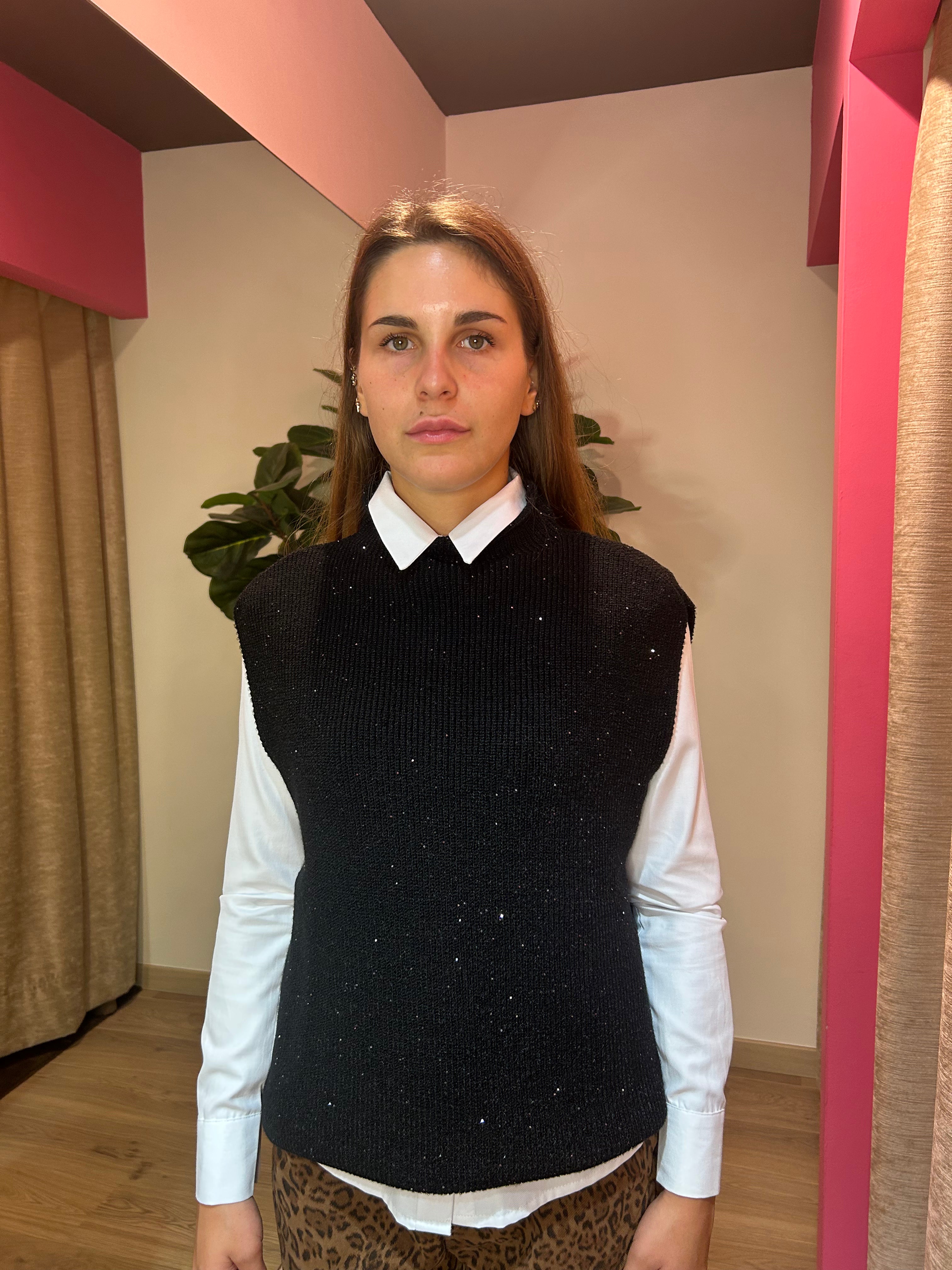 Gilet con micro paillettes