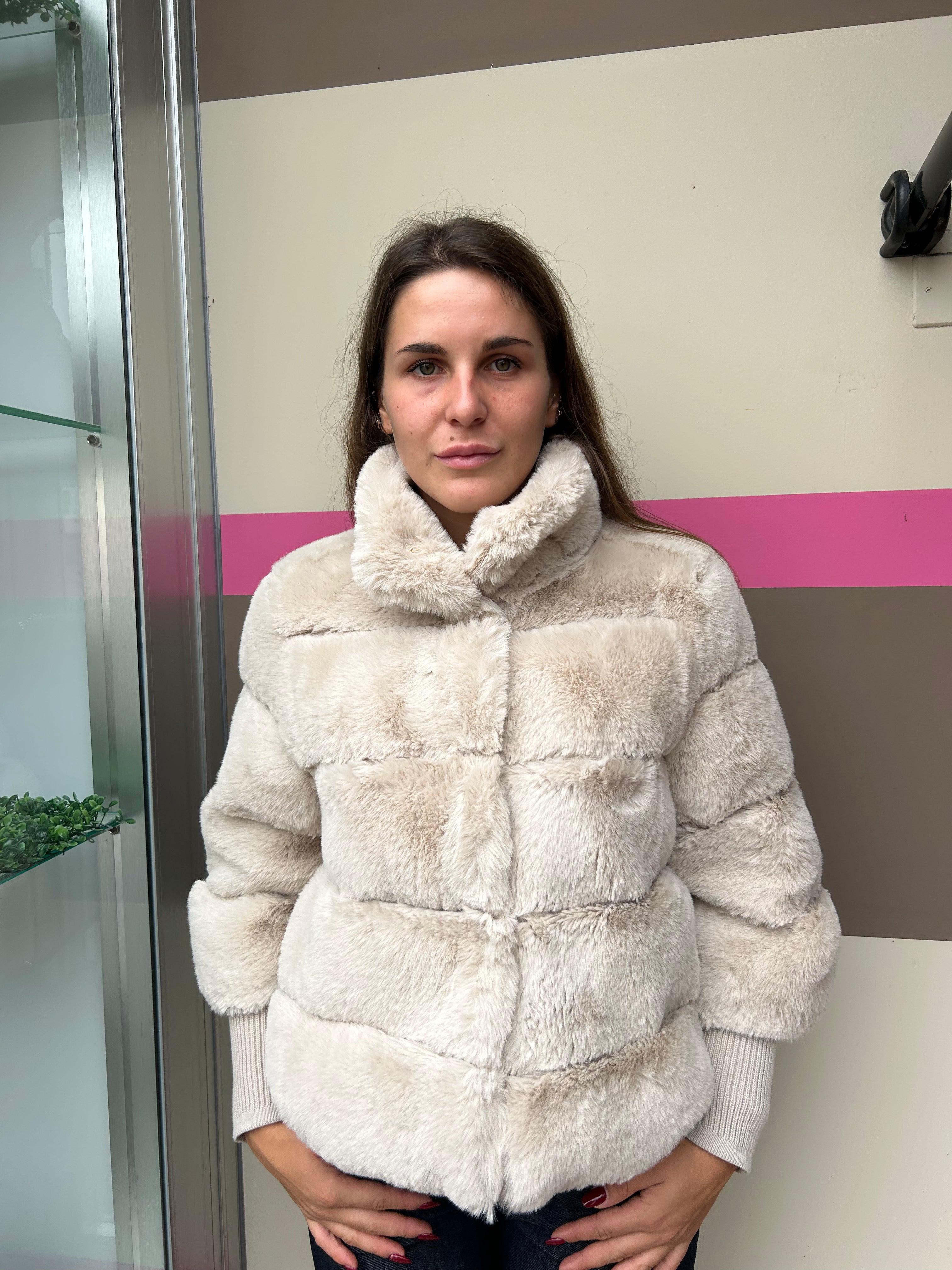 Ecopelliccia manica lunga con polsi costina