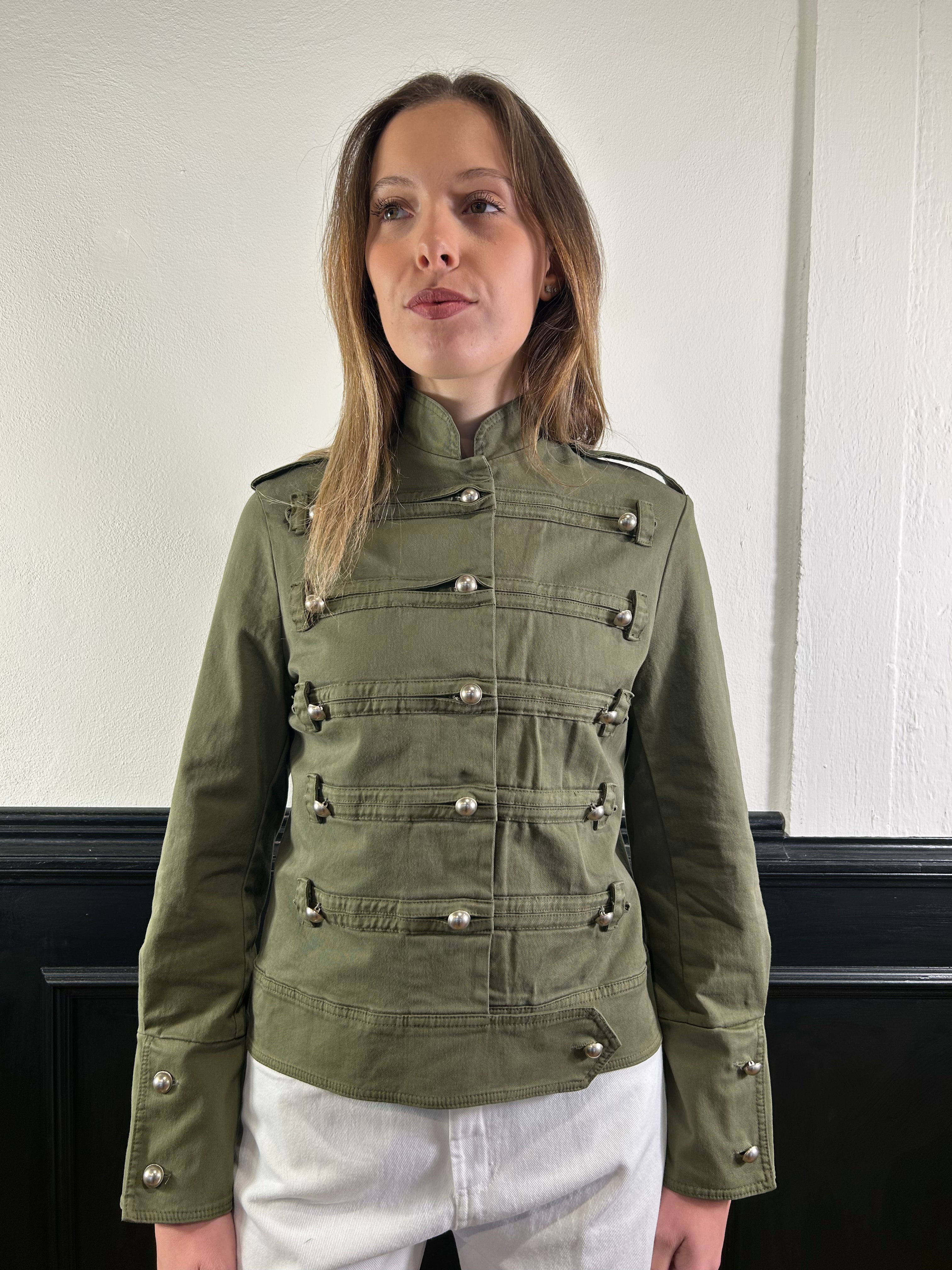 Giacca Militare "Hussar" verde con bottoni a cupola