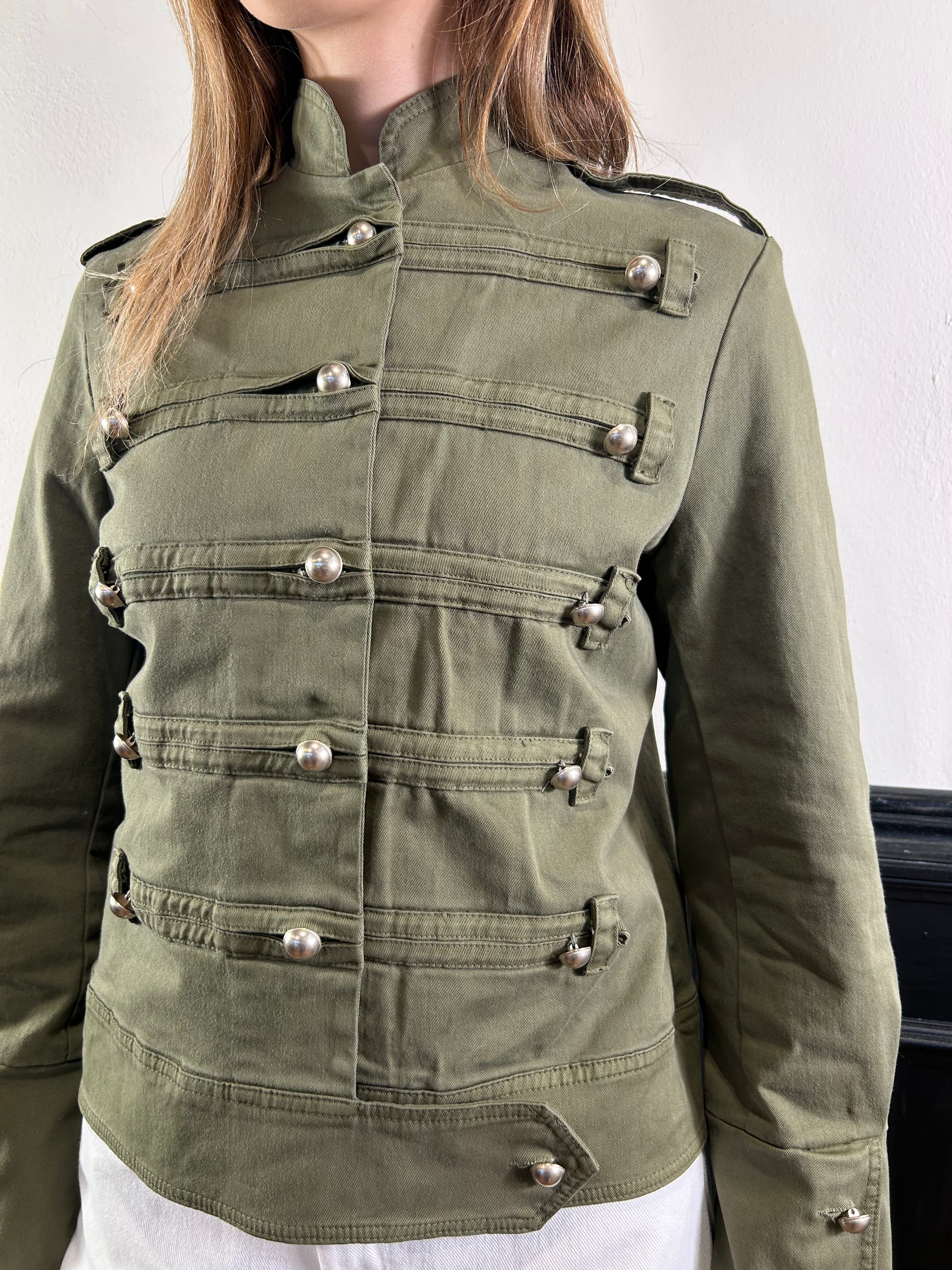 Giacca Militare "Hussar" verde con bottoni a cupola