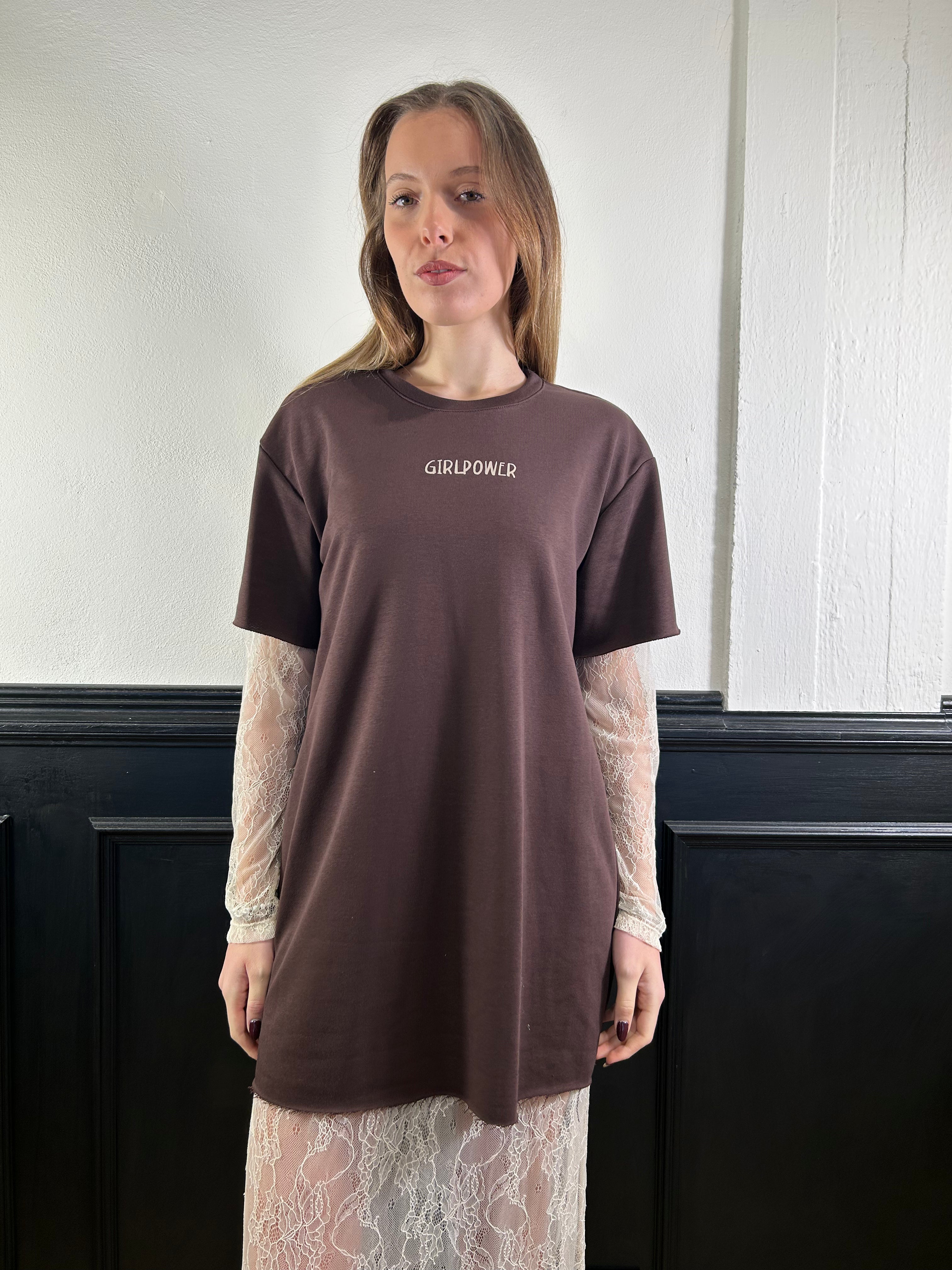 Abito in felpa con pizzo