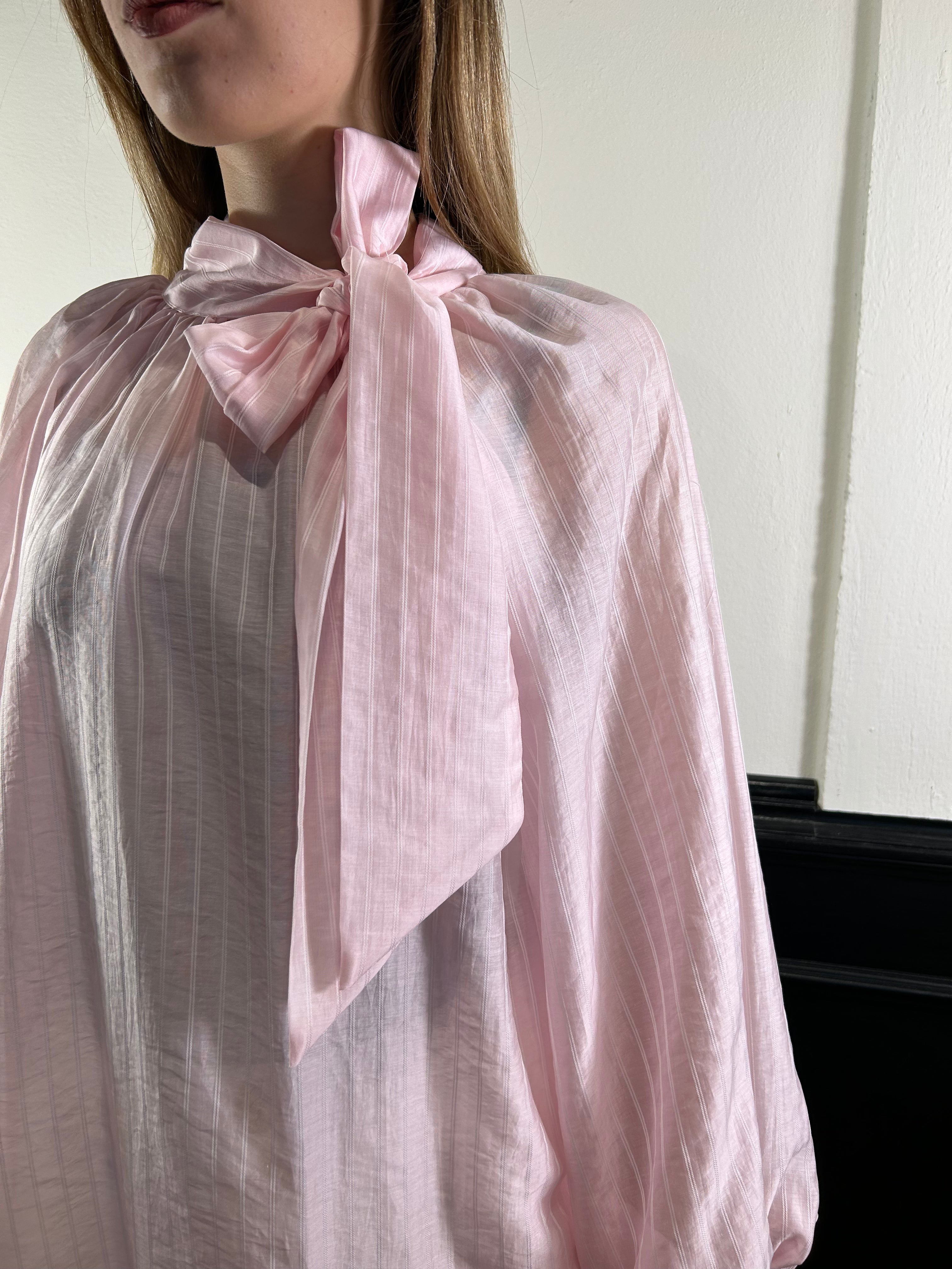 Camicia in organza rosa gessata