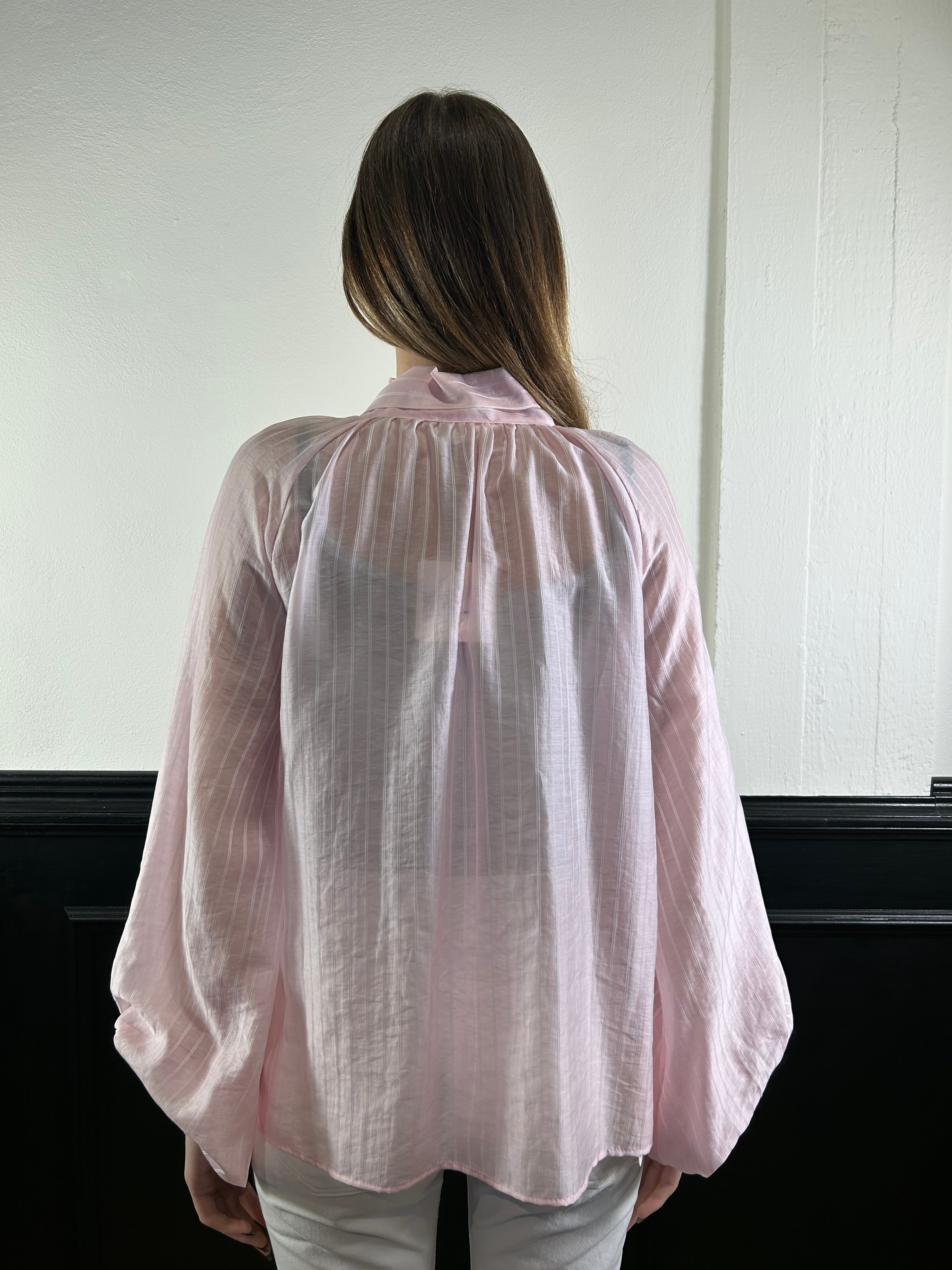 Camicia in organza rosa gessata