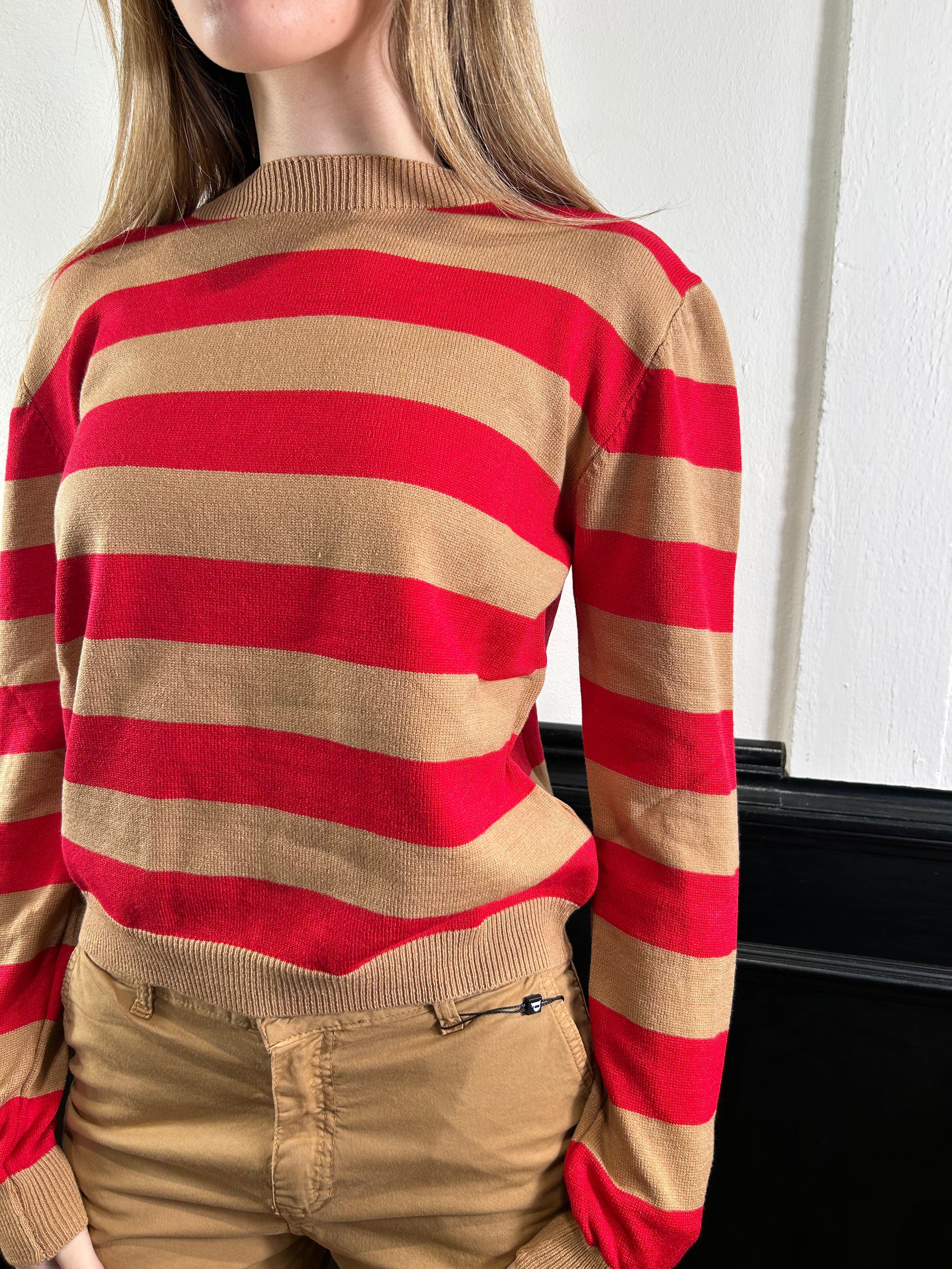 Pull a righe rosso/cammello