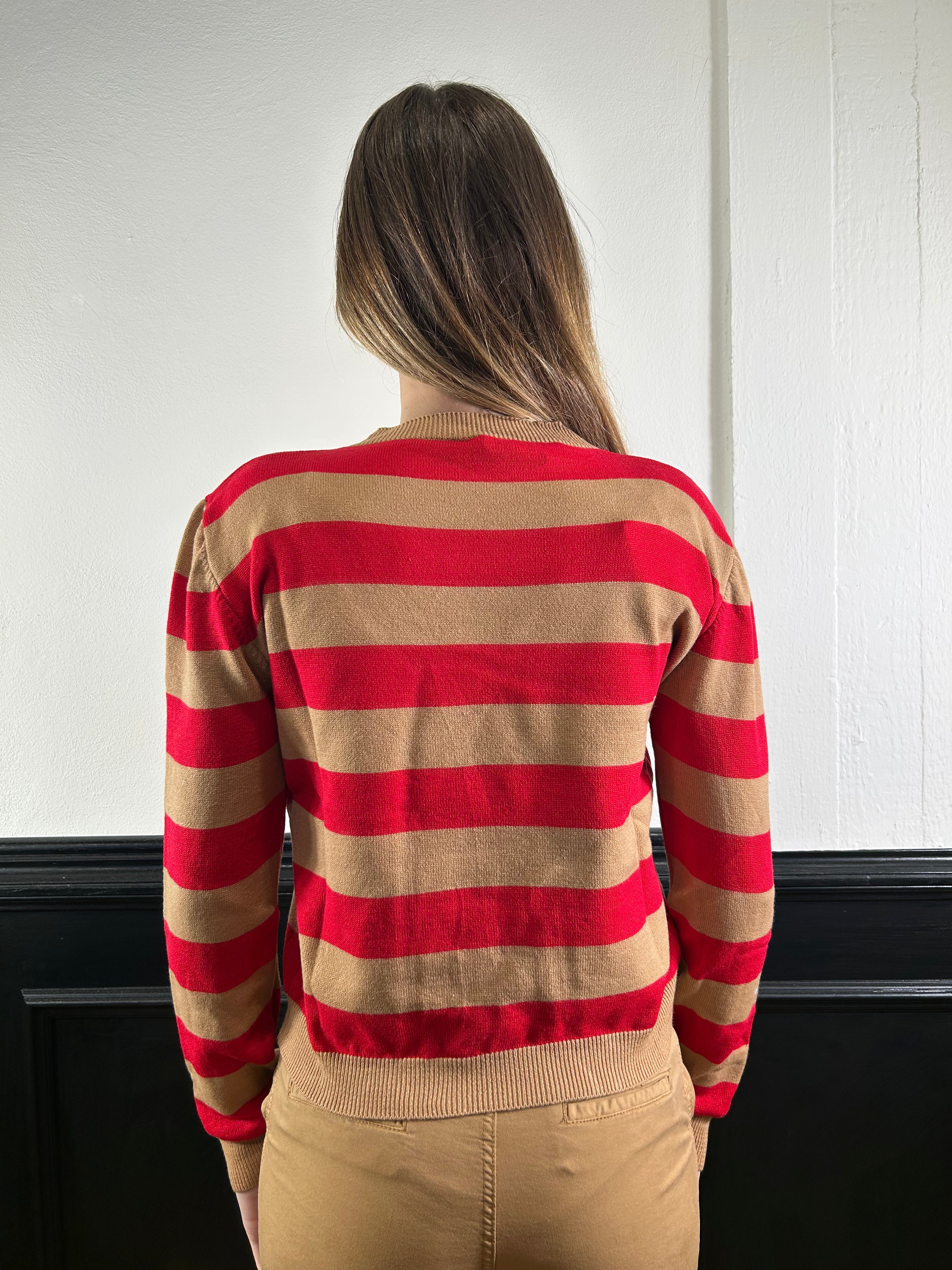 Pull a righe rosso/cammello