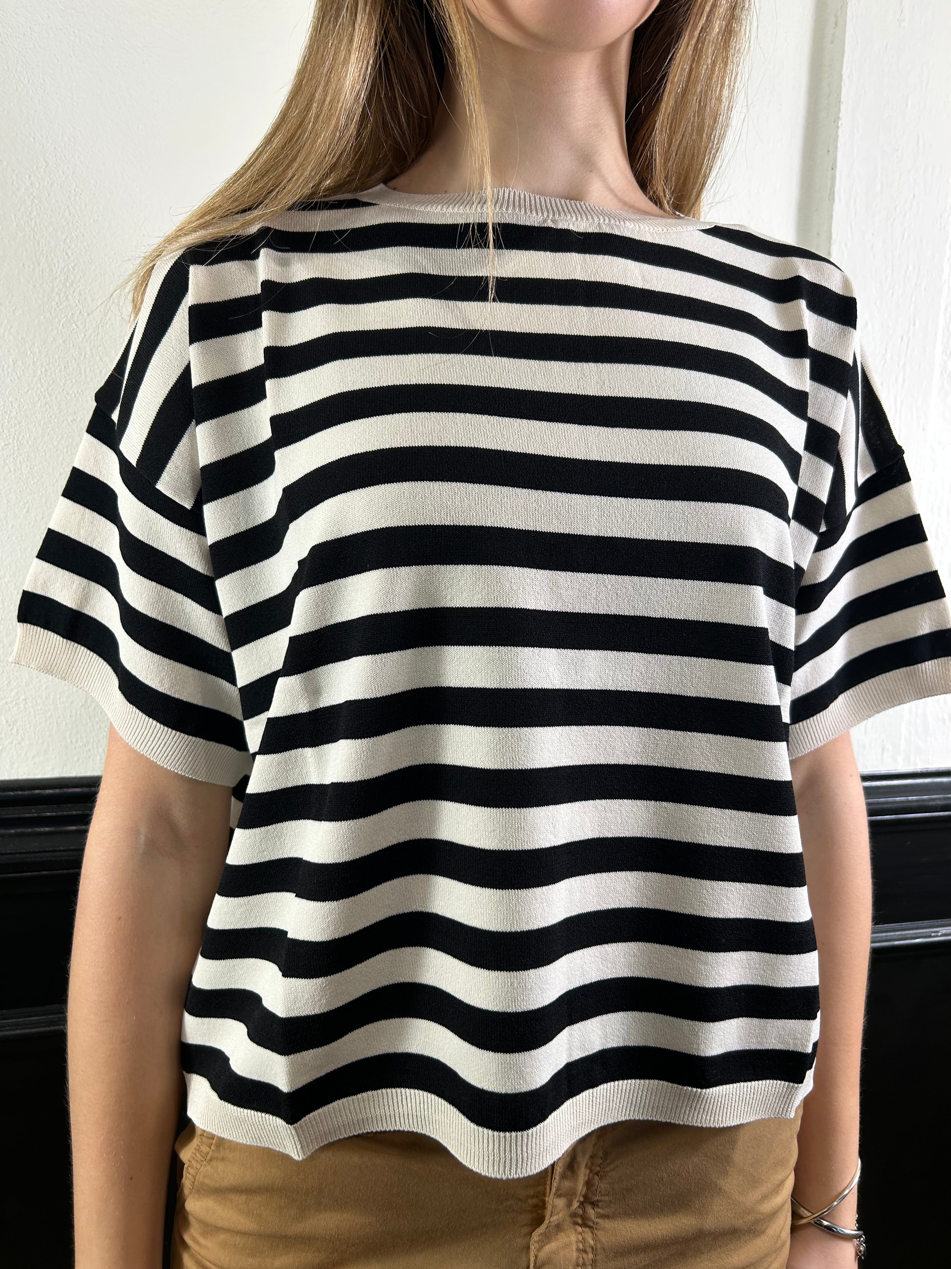 Maglia a righe bianco/nero mezza manica