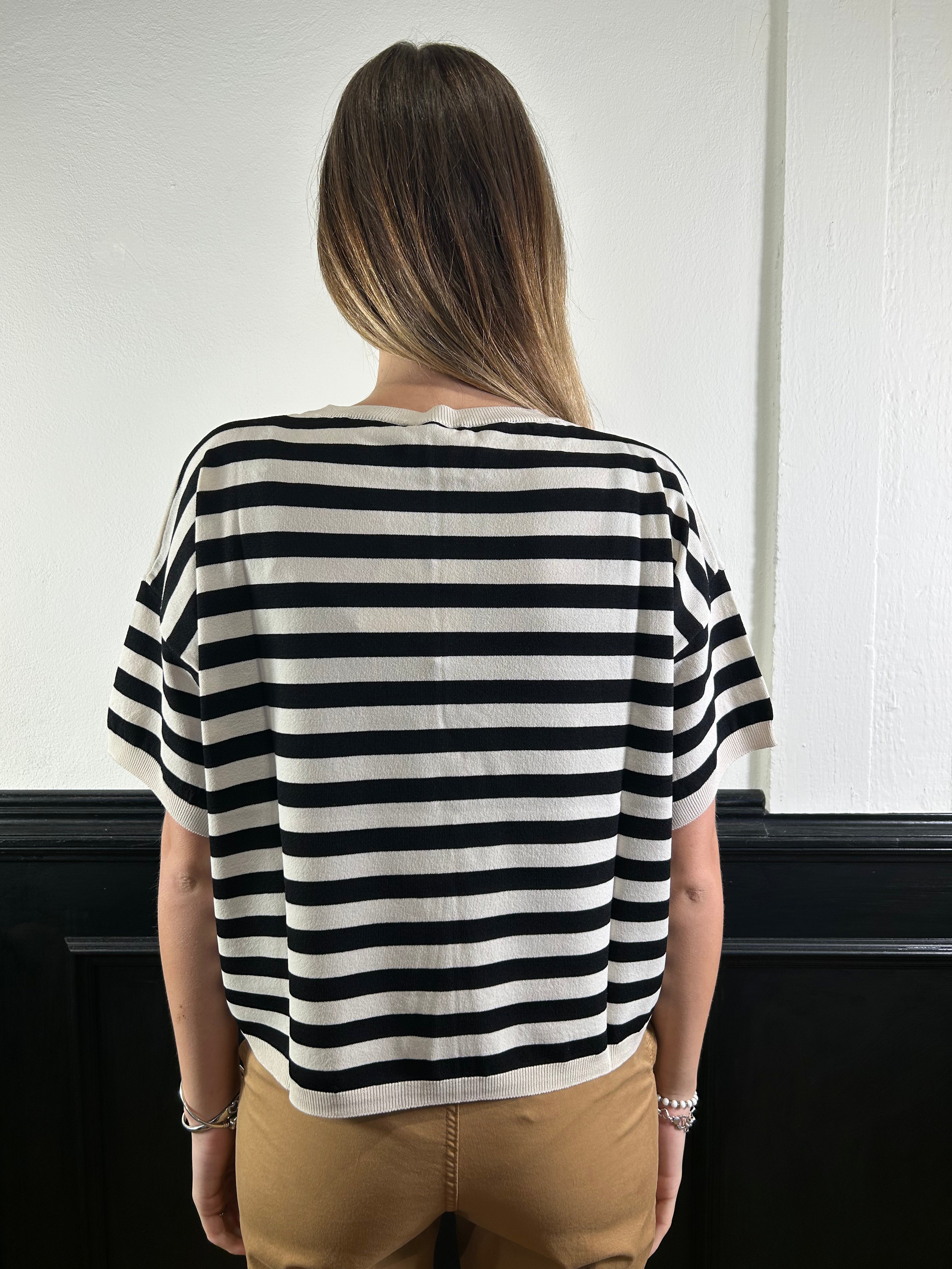 Maglia a righe bianco/nero mezza manica