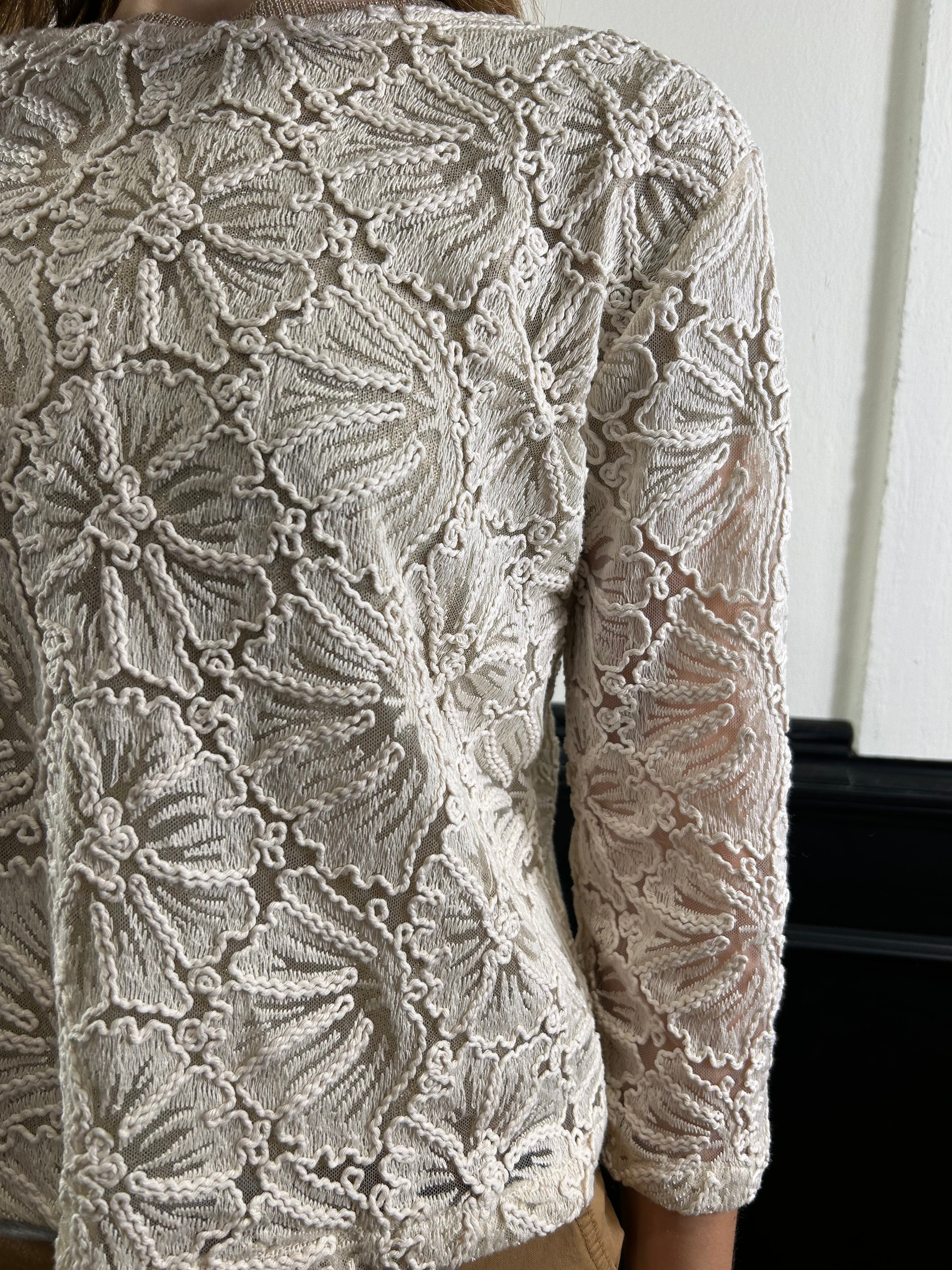 Blusa panna in pizzo