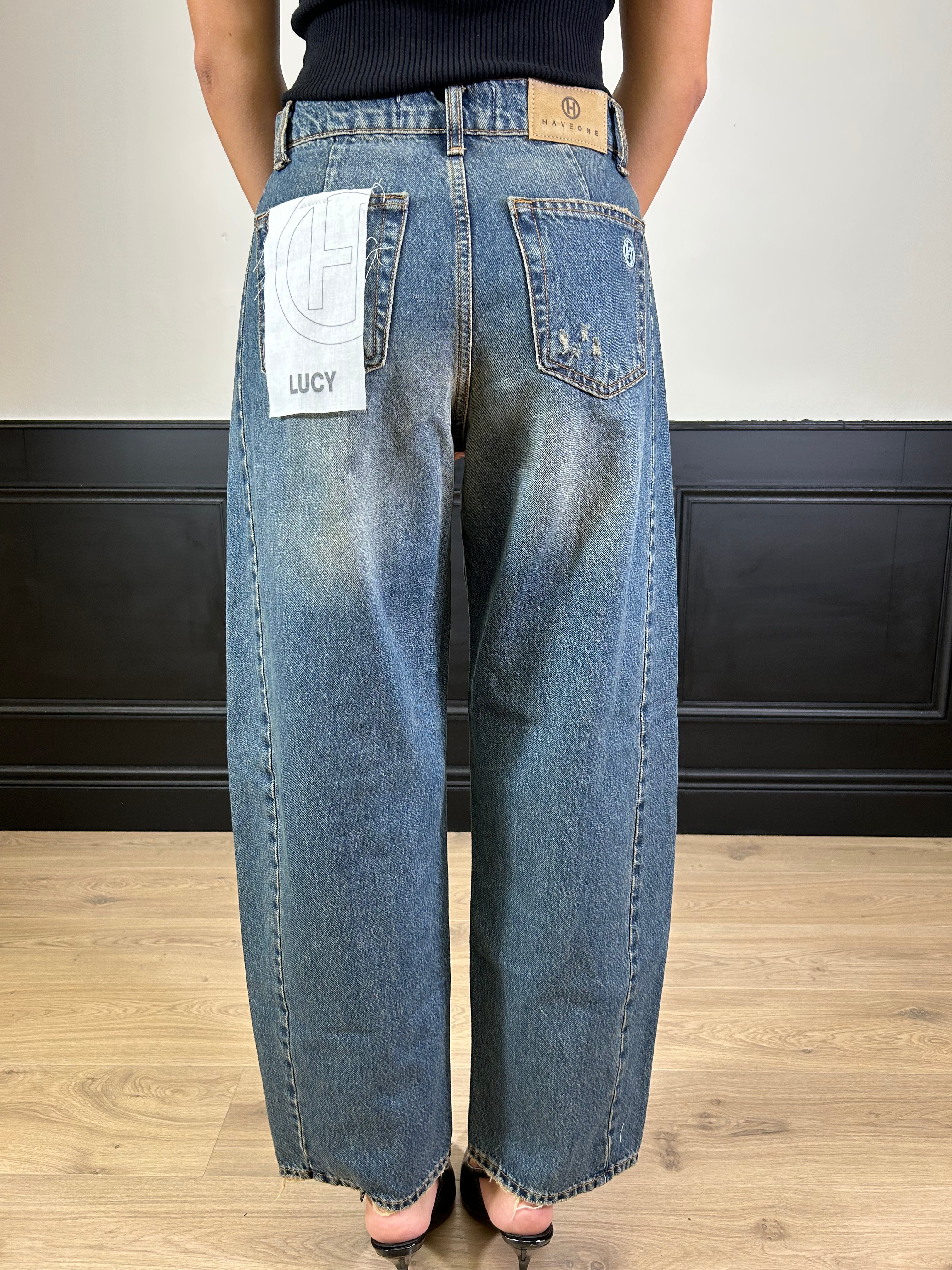 Jeans Lucy denim blu con rotture