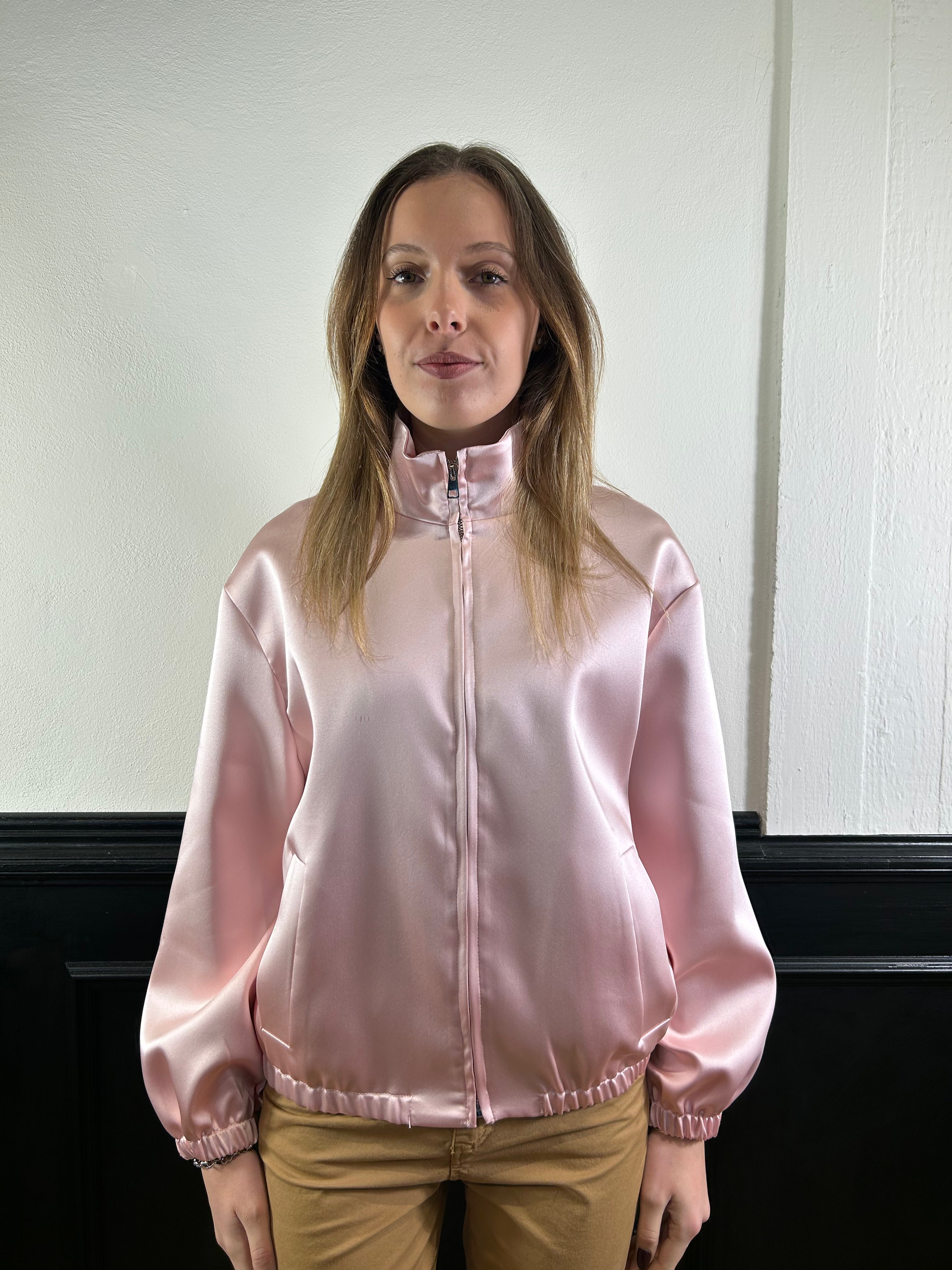 Bomber con colletto rosa