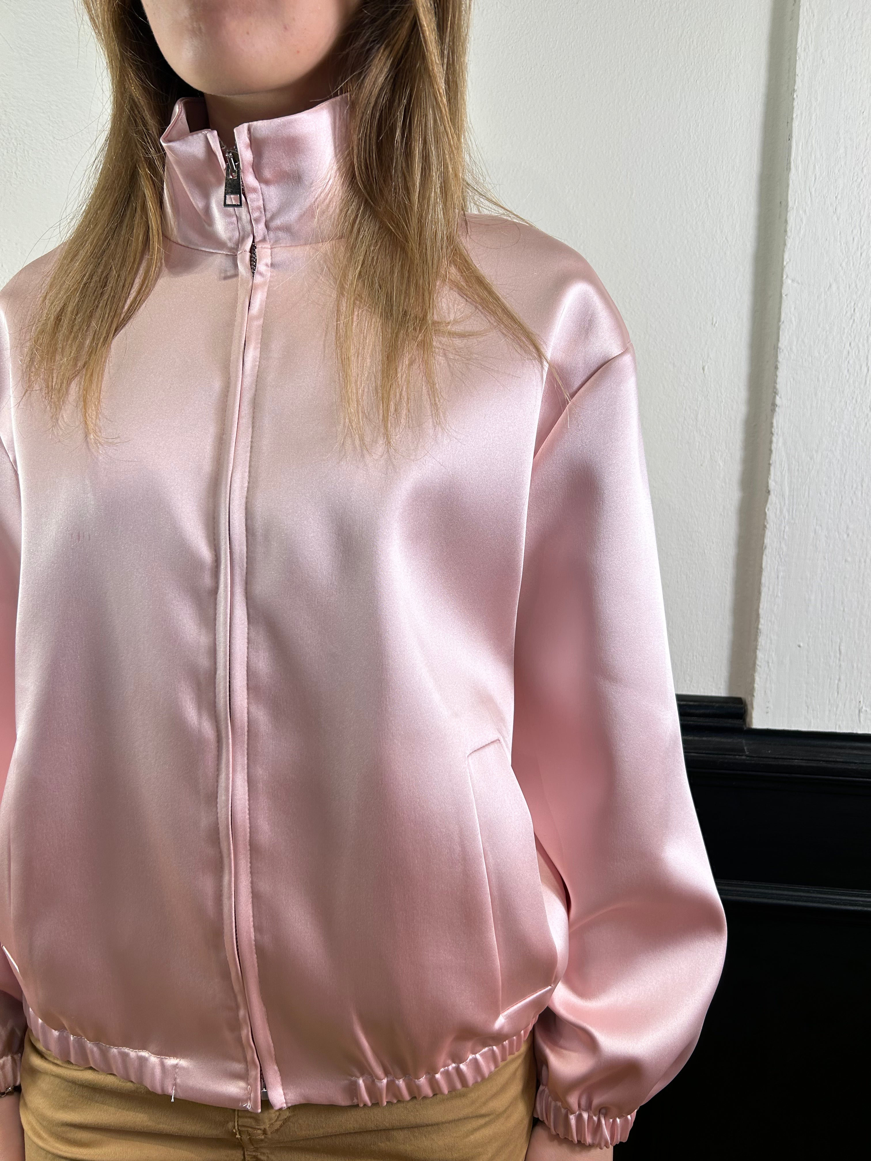Bomber con colletto rosa