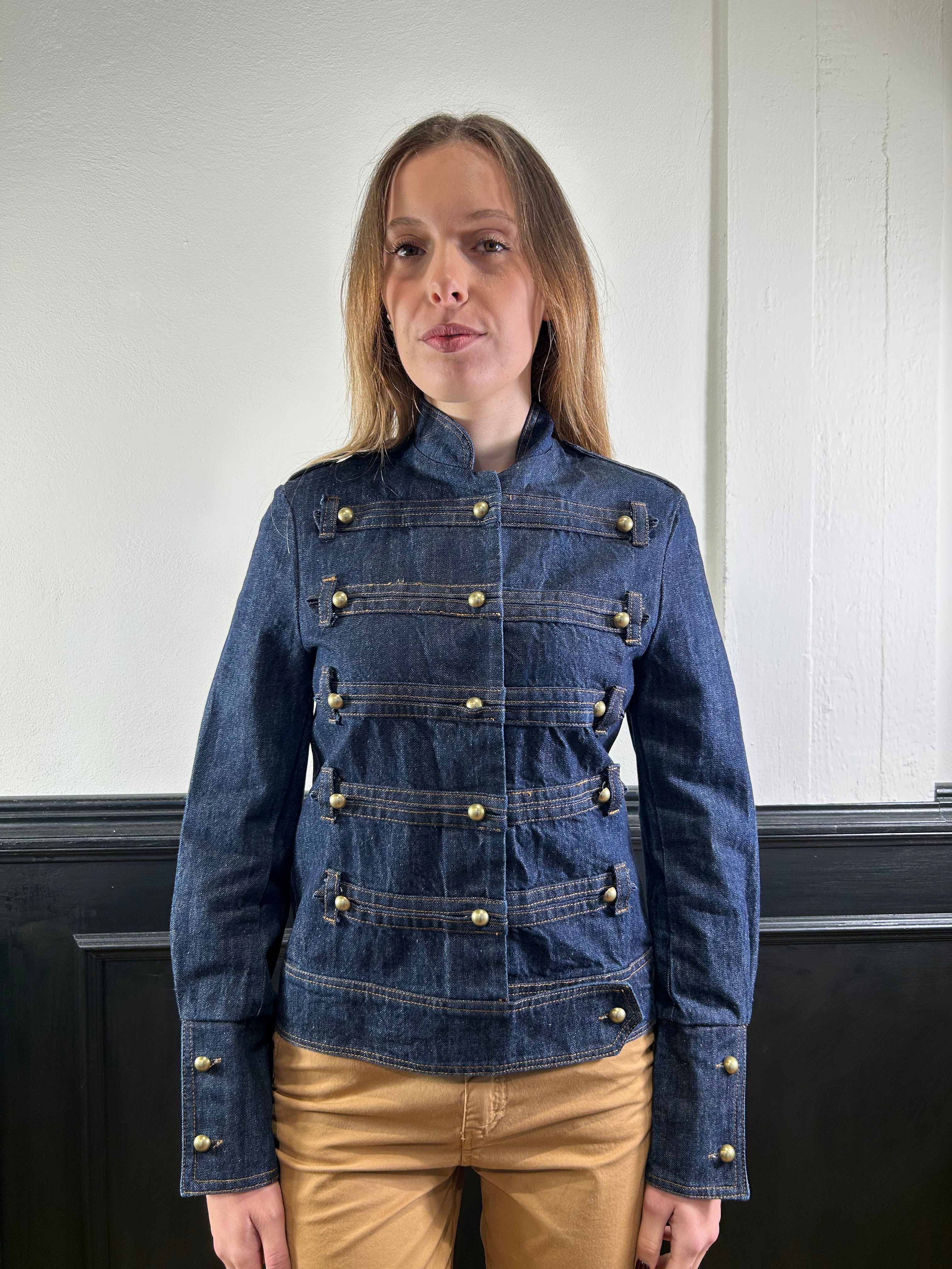 Giacca in denim scuro stile militare