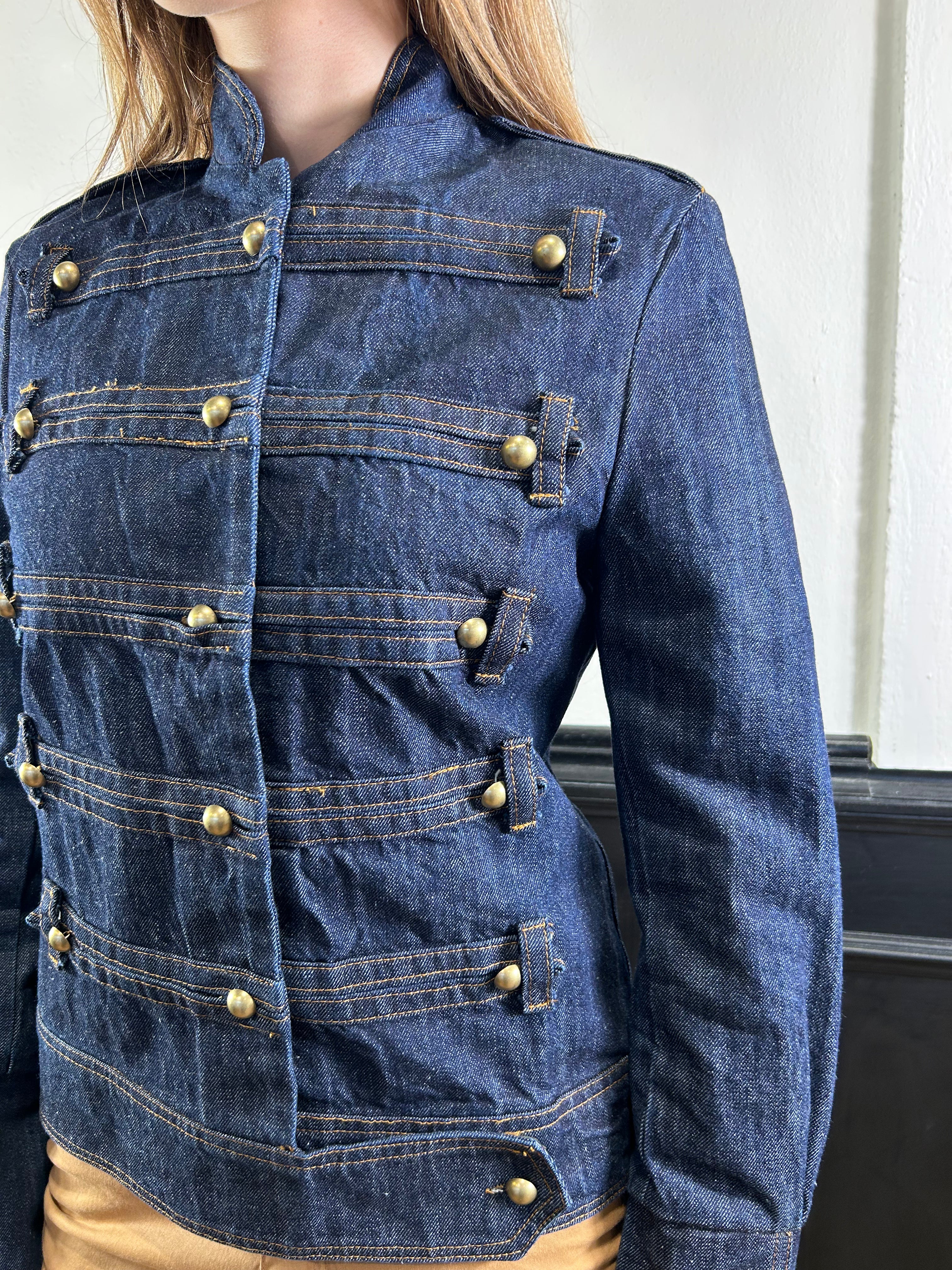Giacca in denim scuro stile militare