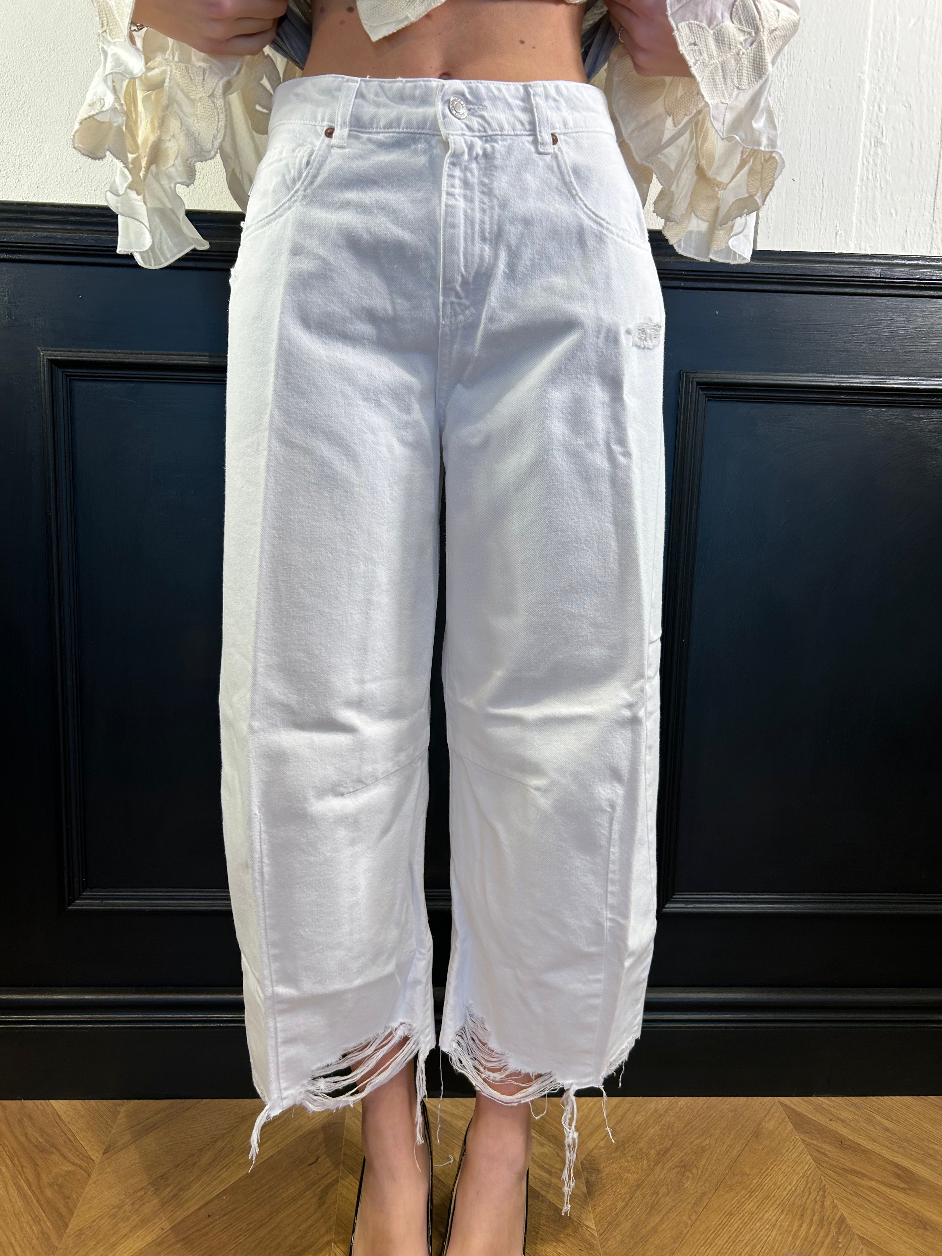 Jeans Cecil bianco a ovatto con rotture