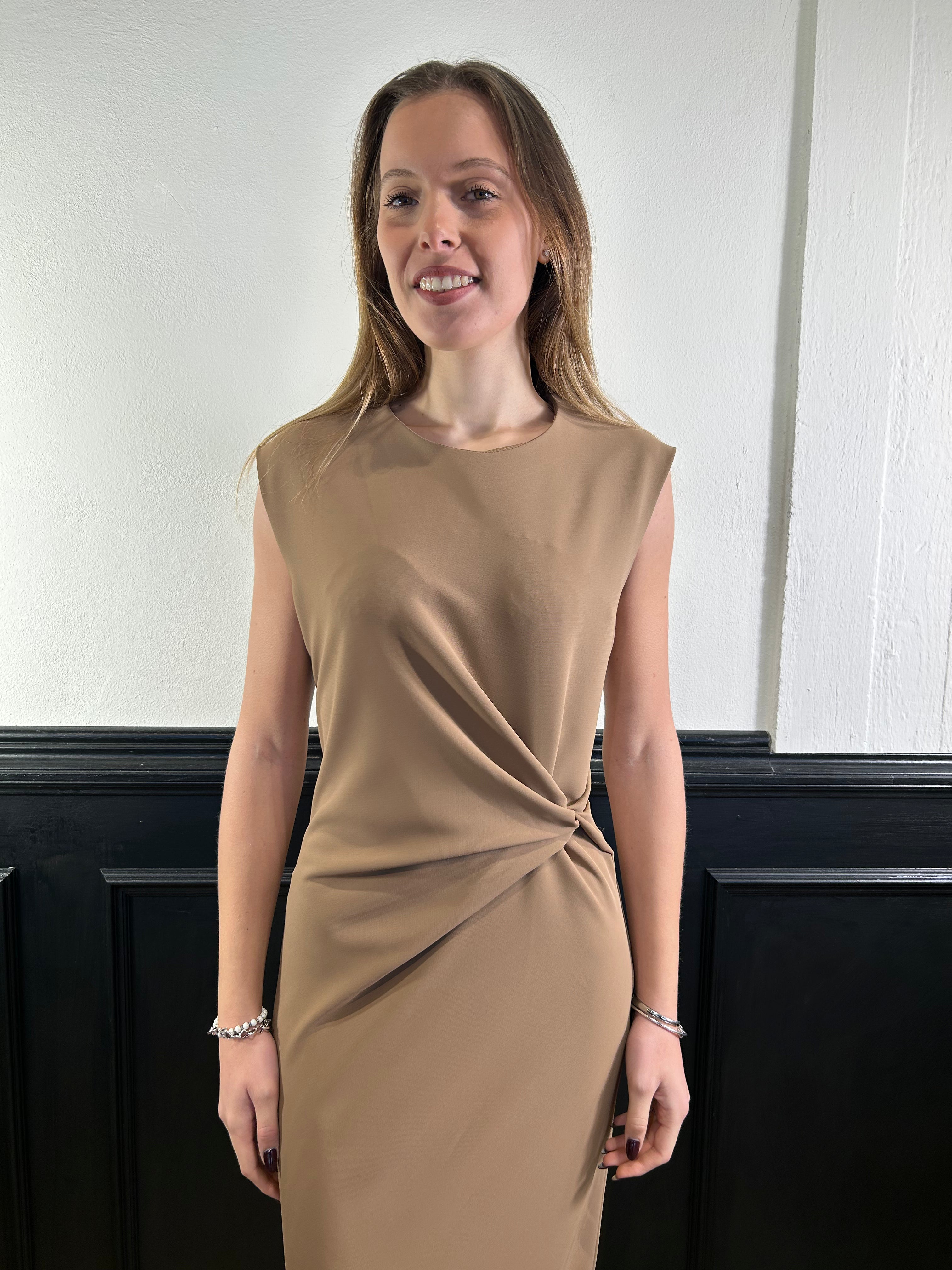 Abito midi dettaglio nodo caramel