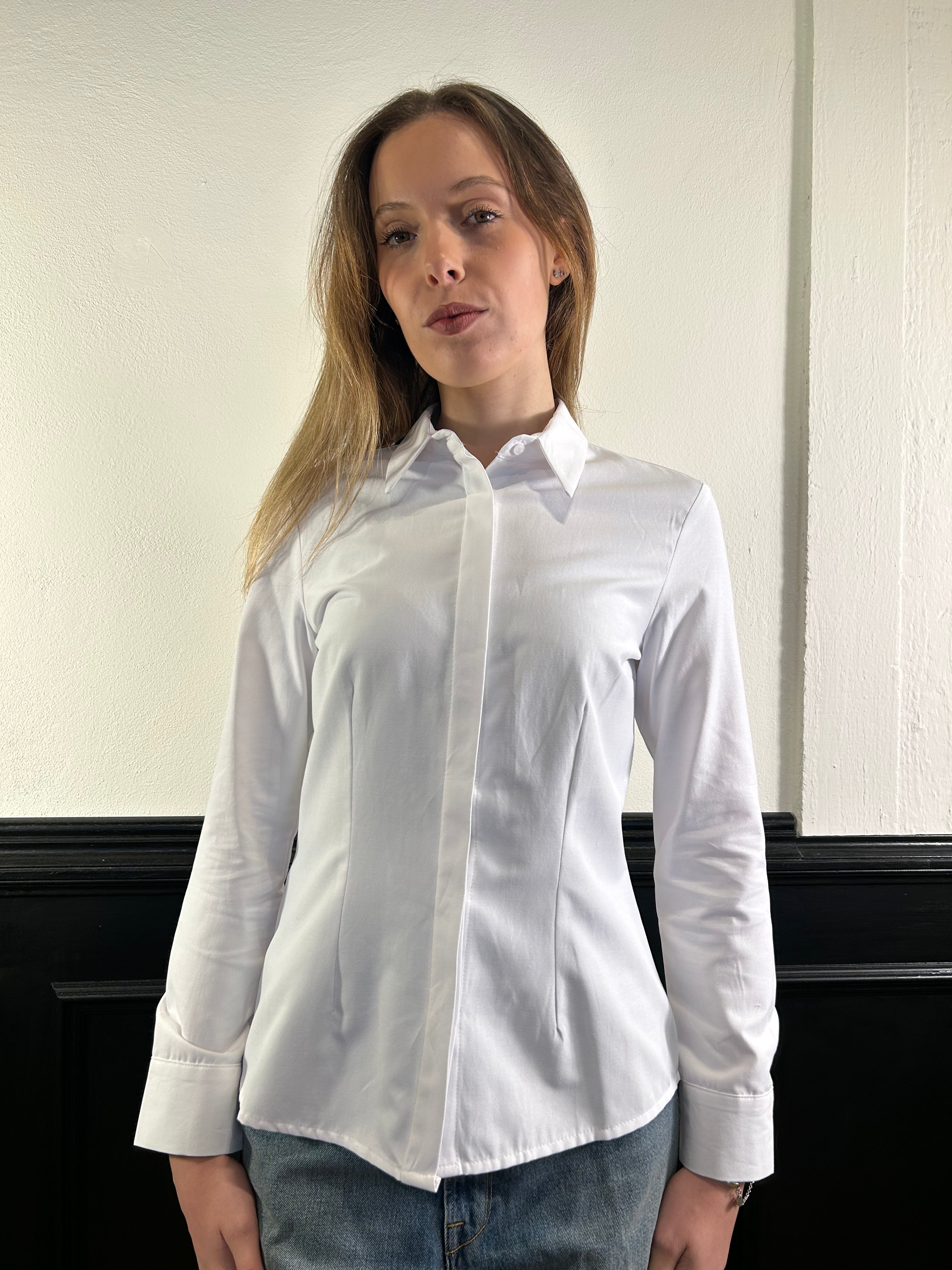 Camicia bianca classica slim in cotone