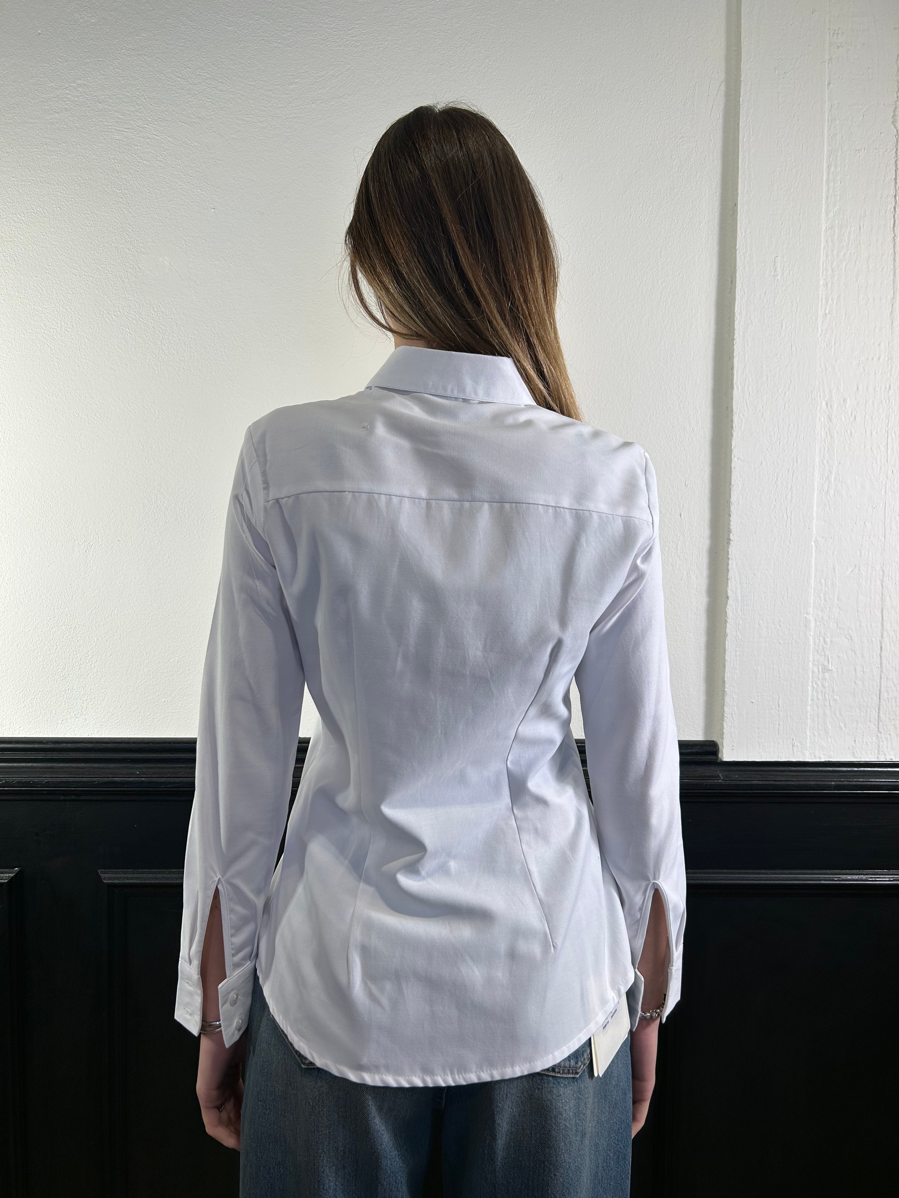 Camicia bianca classica slim in cotone