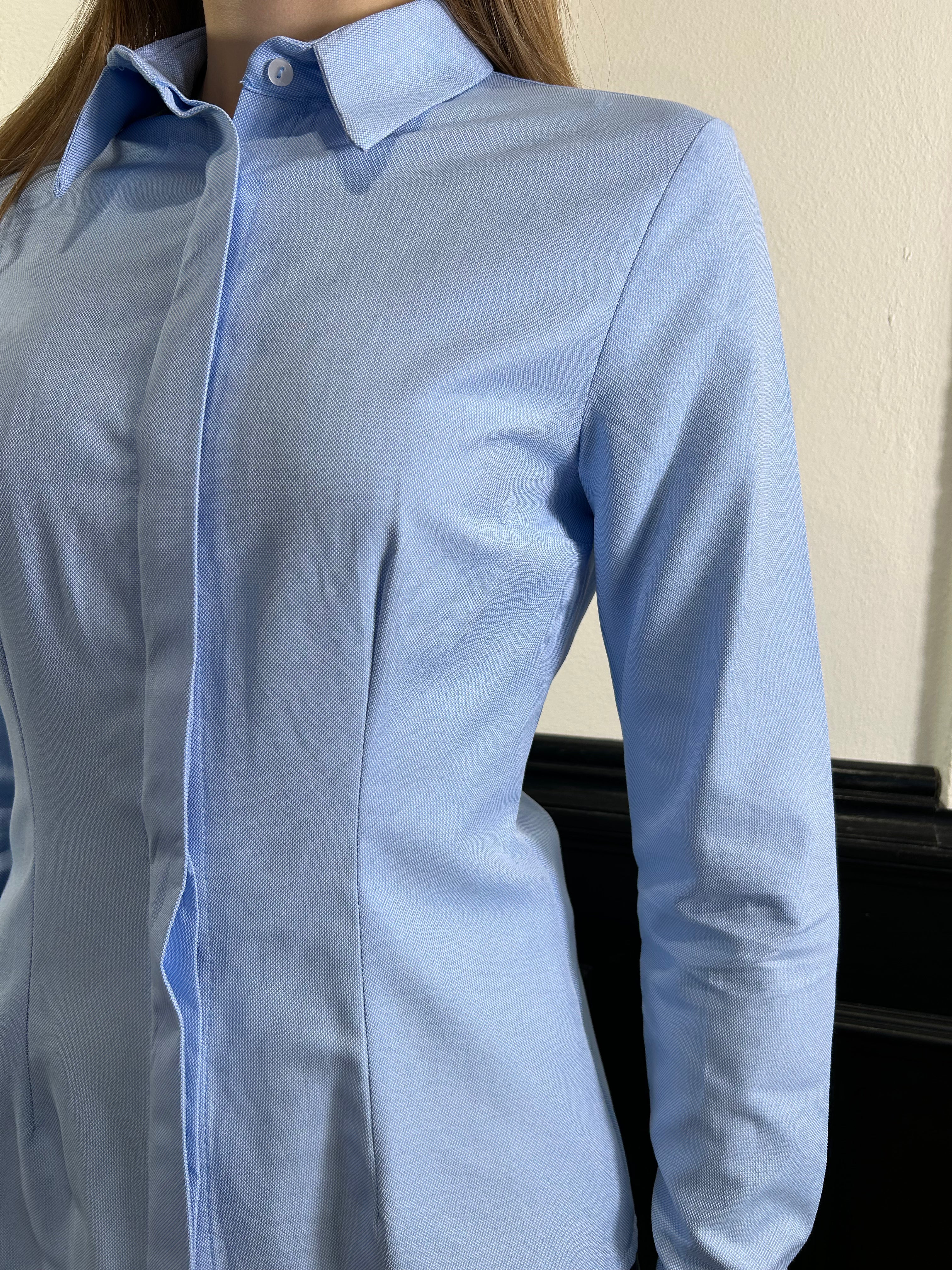 Camicia azzurra classica slim in cotone