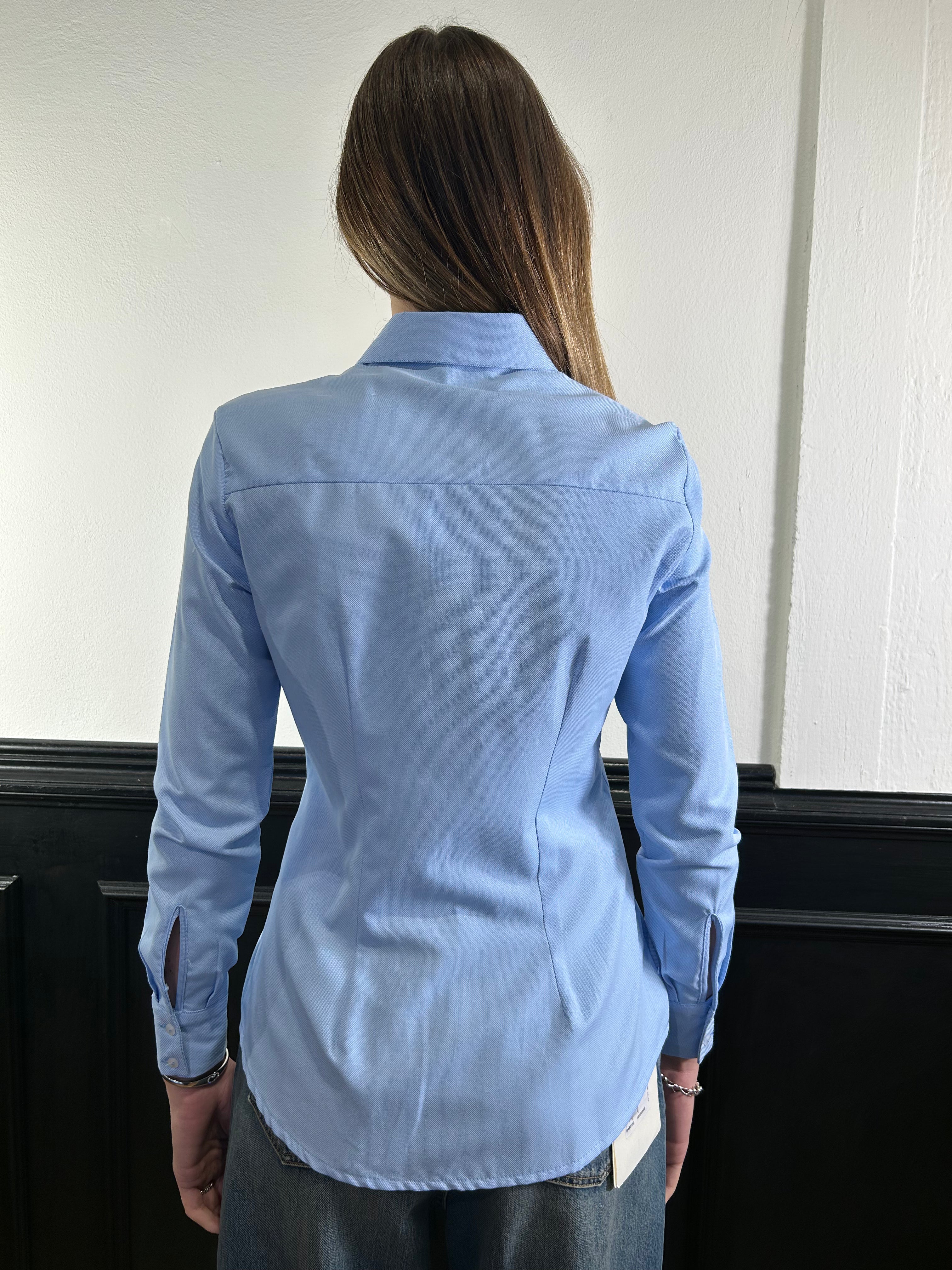 Camicia azzurra classica slim in cotone