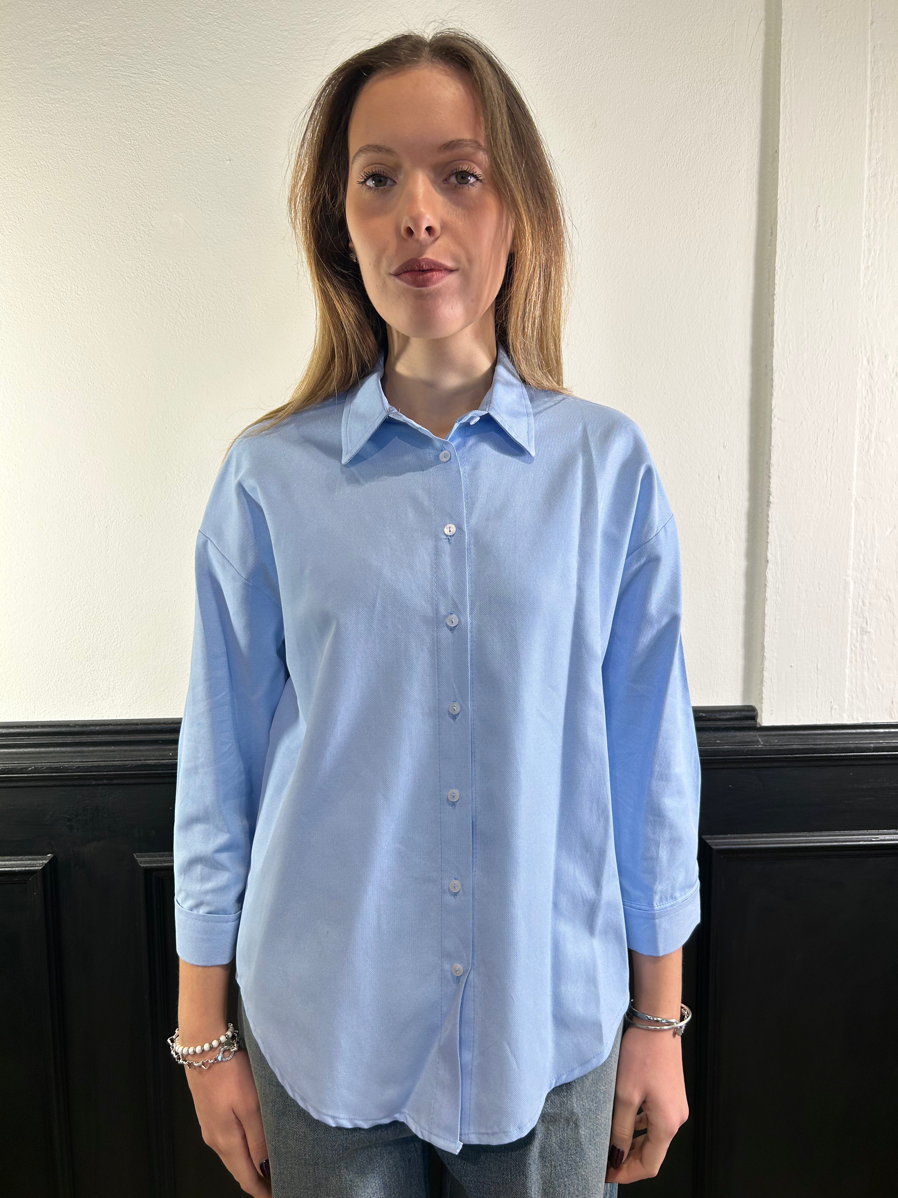 Camicia azzurra over in cotone