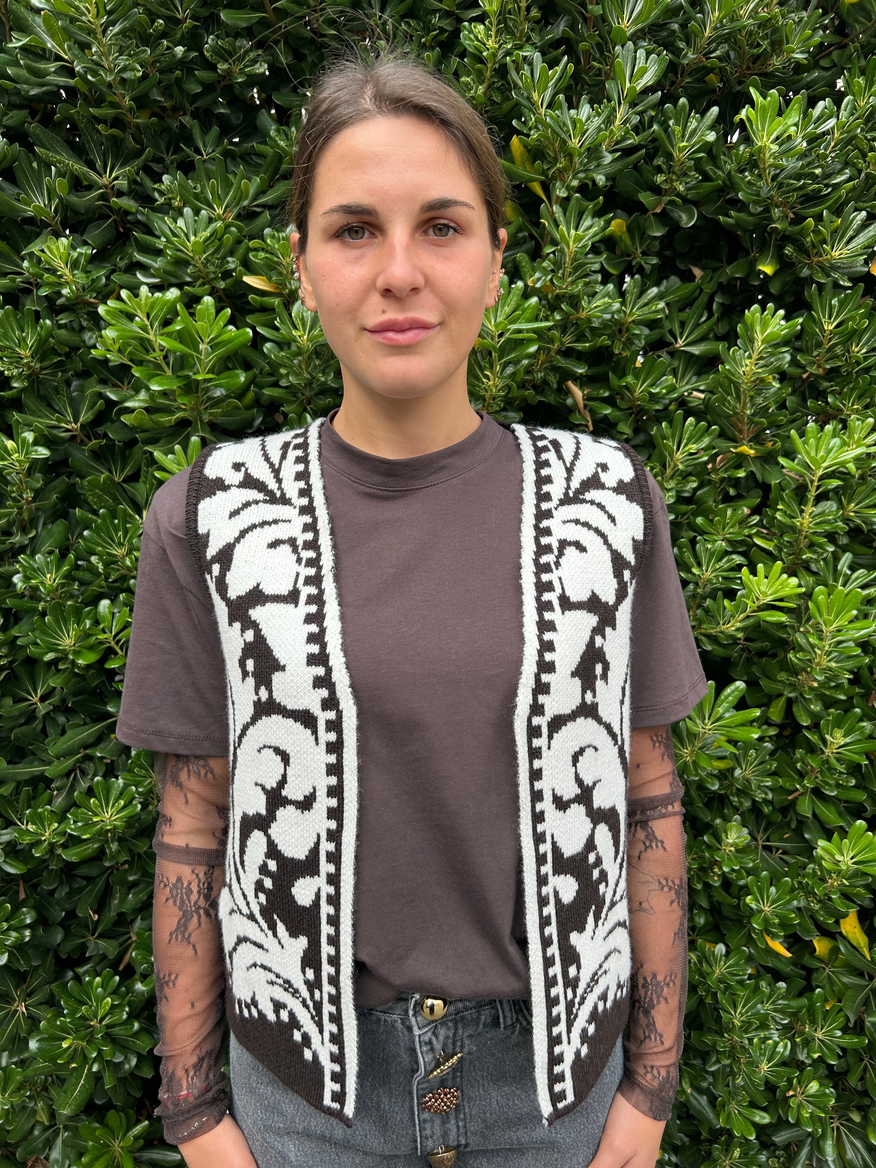 Gilet in maglia stampa etnica geometrica