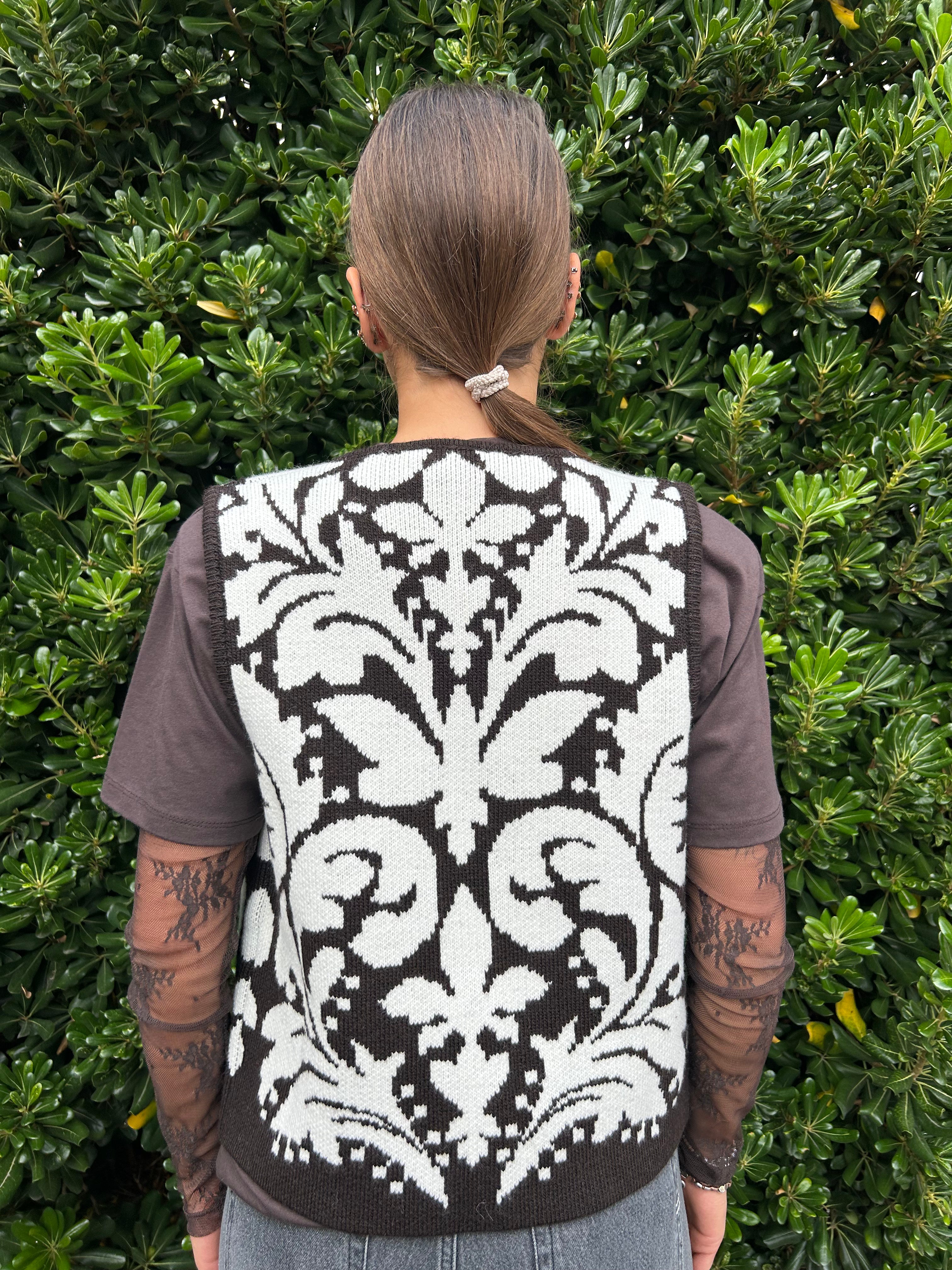 Gilet in maglia stampa etnica geometrica