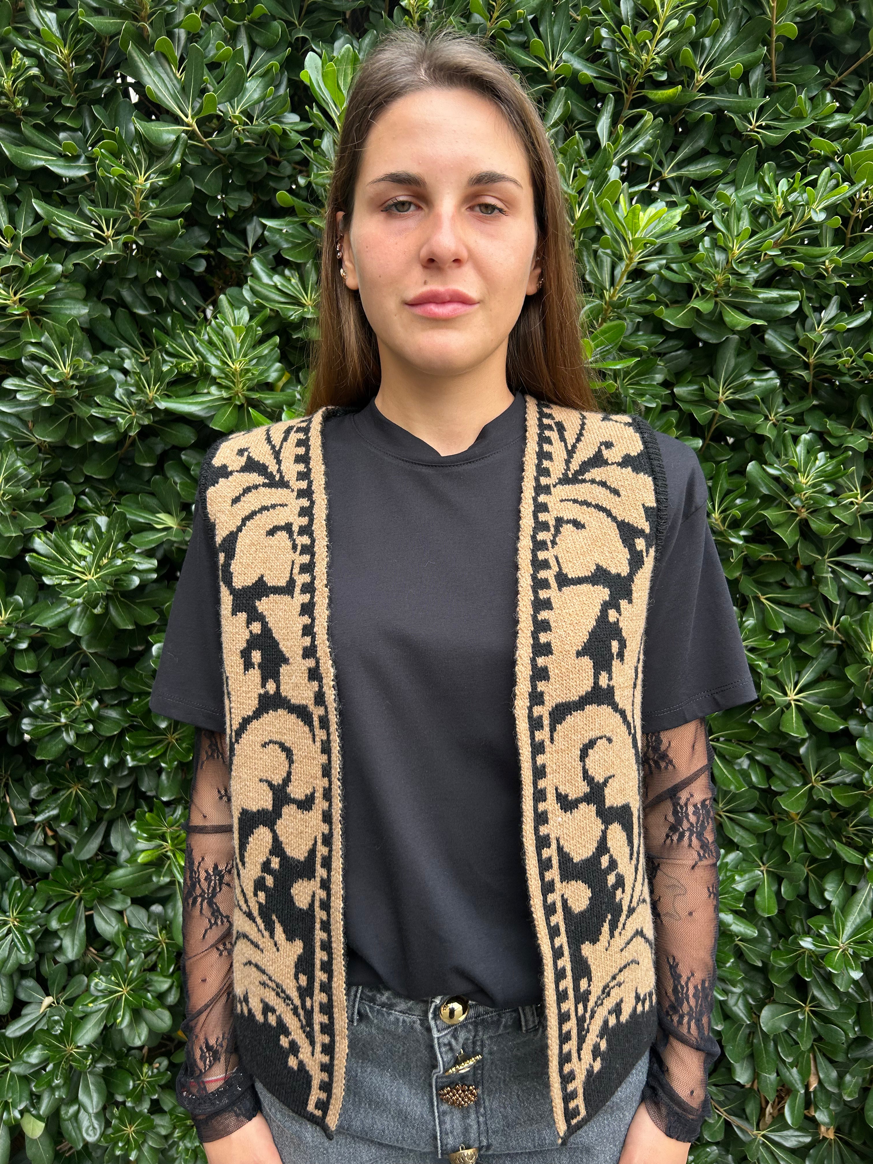 Gilet in maglia stampa etnica geometrica