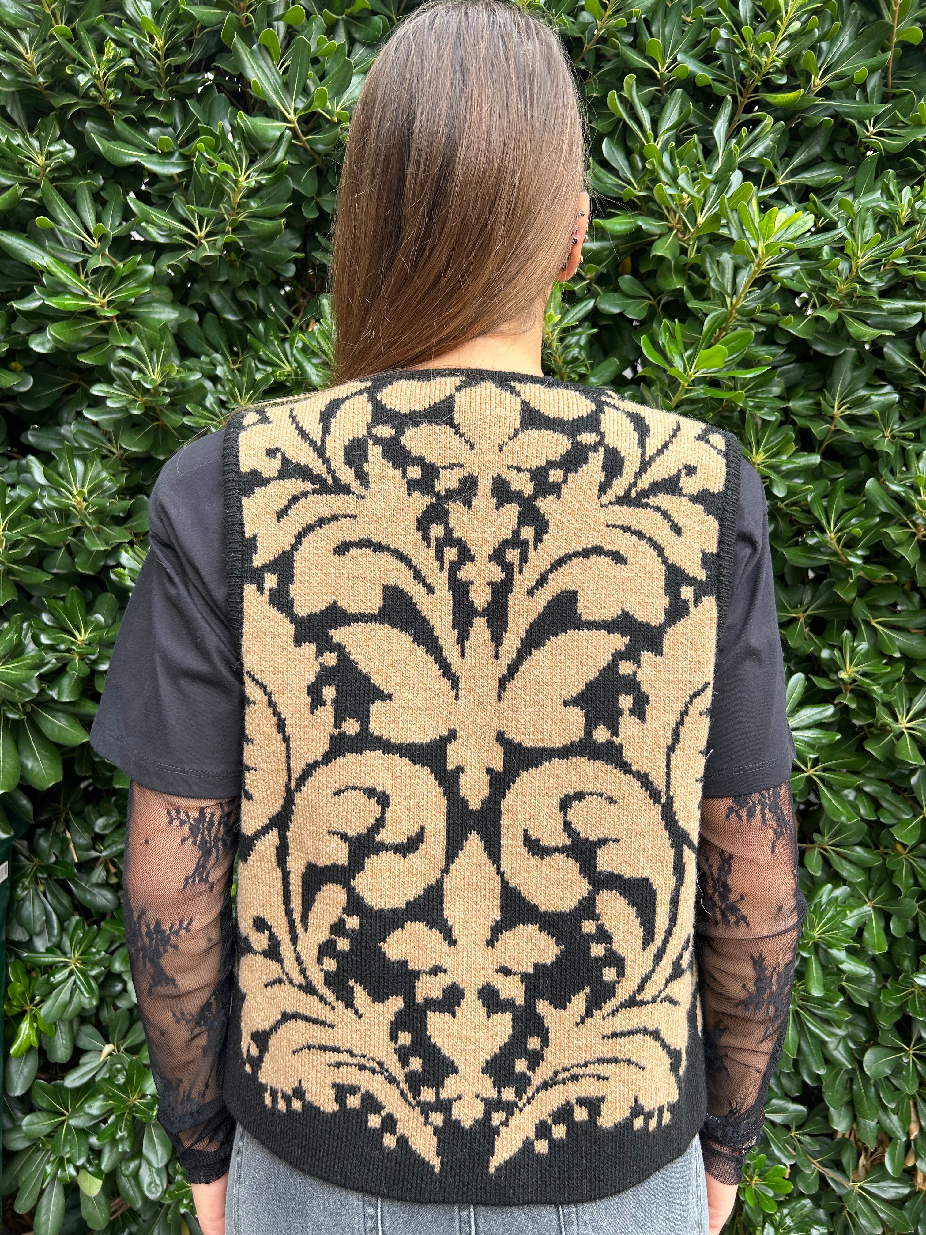 Gilet in maglia stampa etnica geometrica